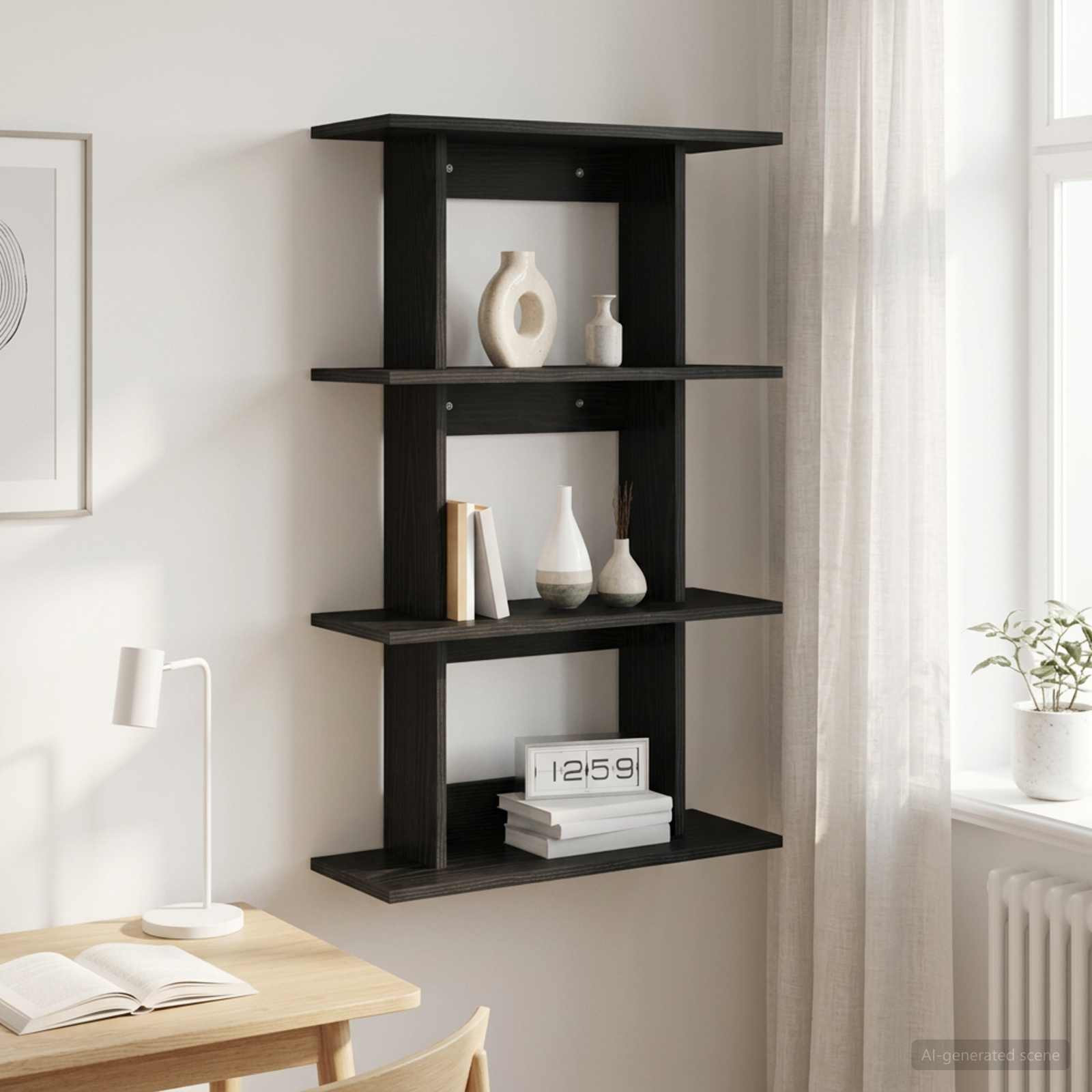 vidaXL Wandregal Wandhalterung Schwarze Eiche 56 x 20 x 90 cm