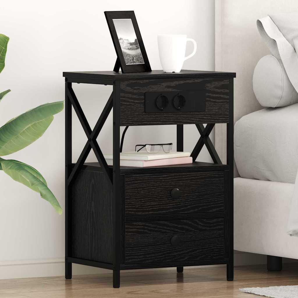 vidaXL Nachttisch Schwarz Eichen-Optik 40 x 31 x 60 cm Holzwerkstoff