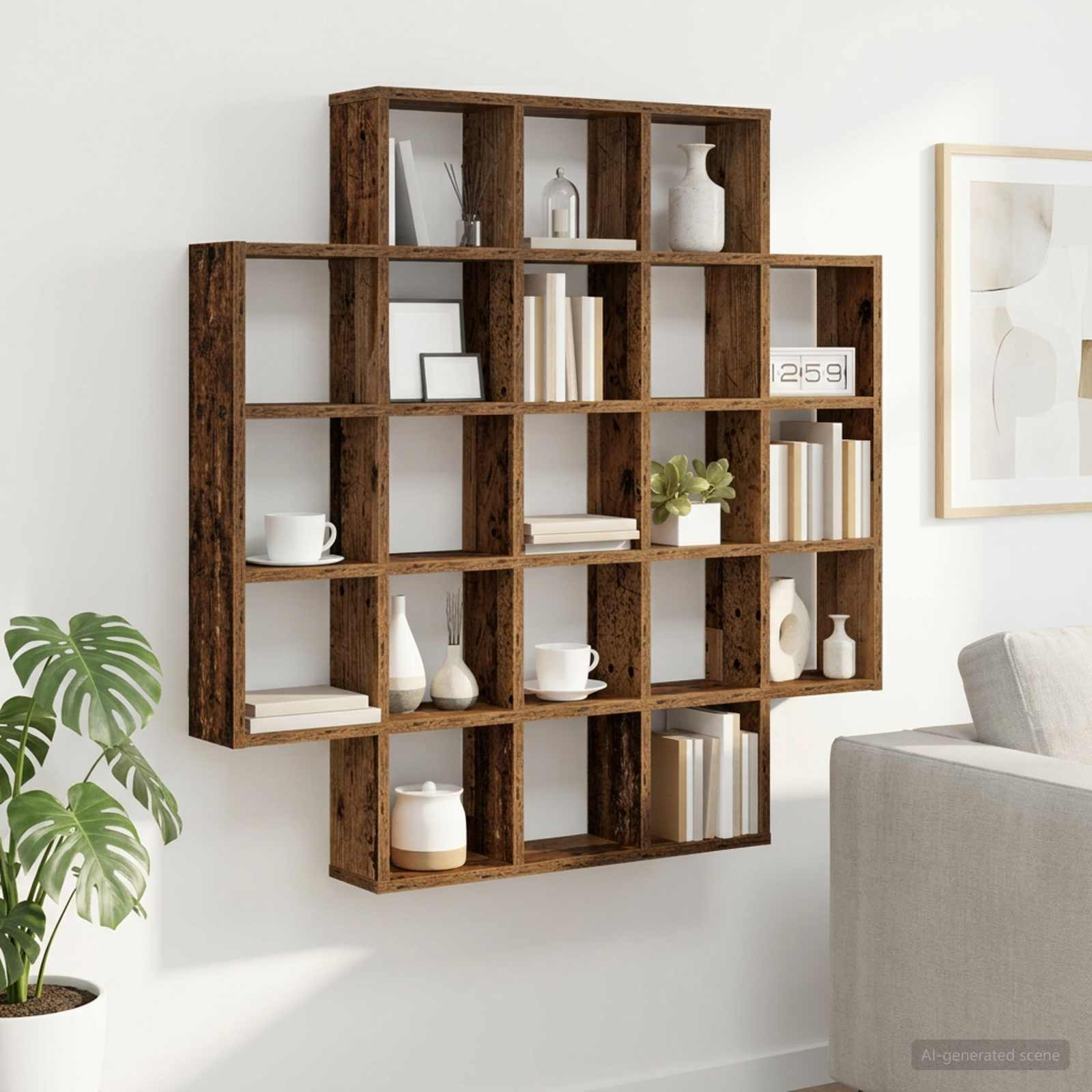 vidaXL Wandregal Altholz 100 x 13 x 100 cm Holzwerkstoff