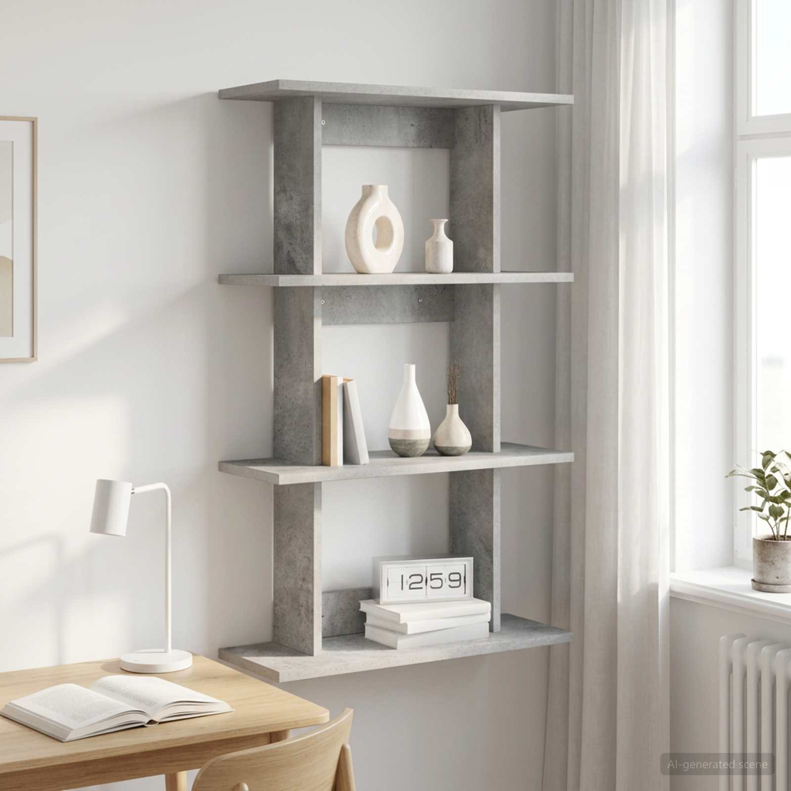 vidaXL Wandregal Wandhalterung Betongrau 56 x 20 x 90 cm Holzwerkstoff