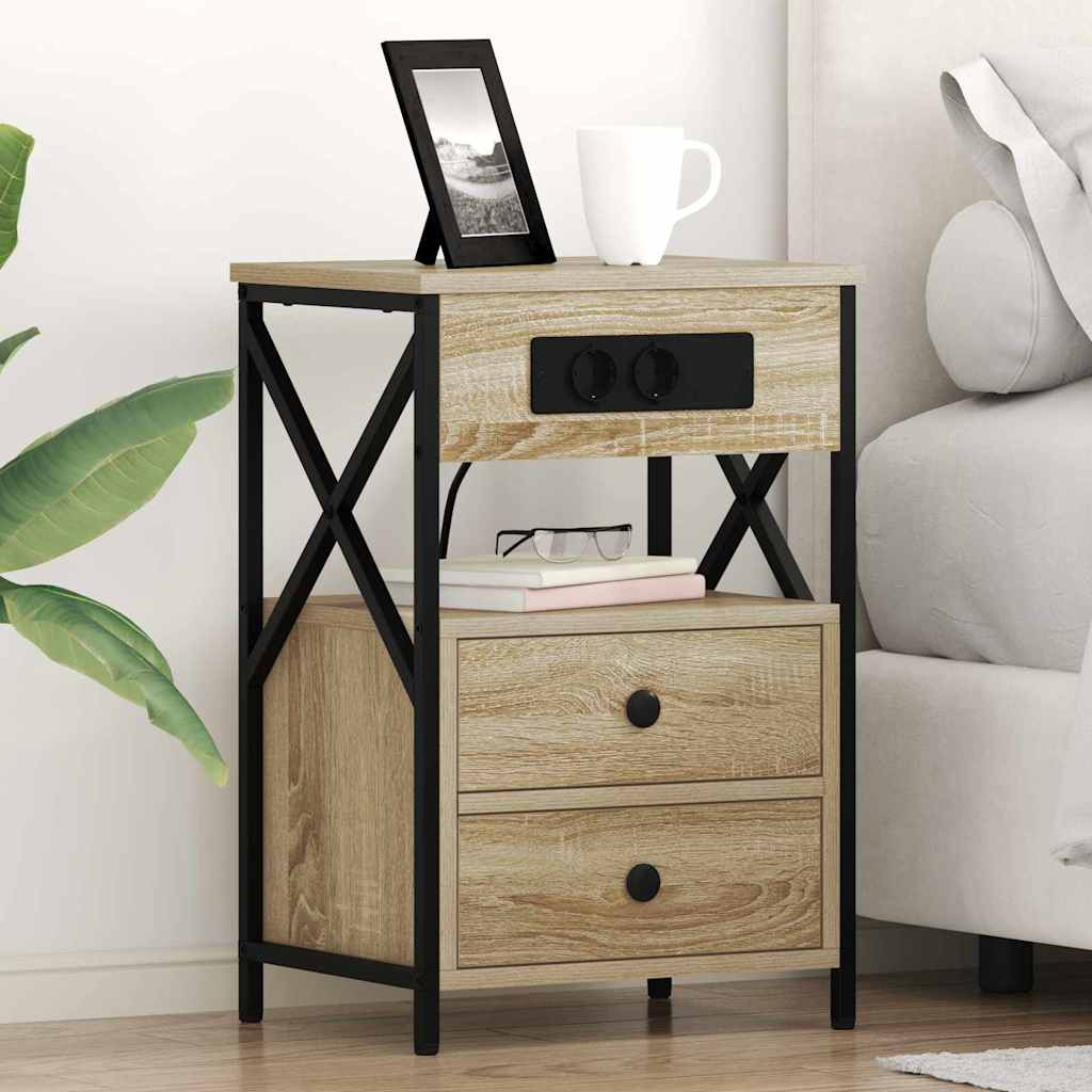 vidaXL Nachttisch 2 pcs Sonoma-Eiche 40 x 31 x 60 cm Holzwerkstoff