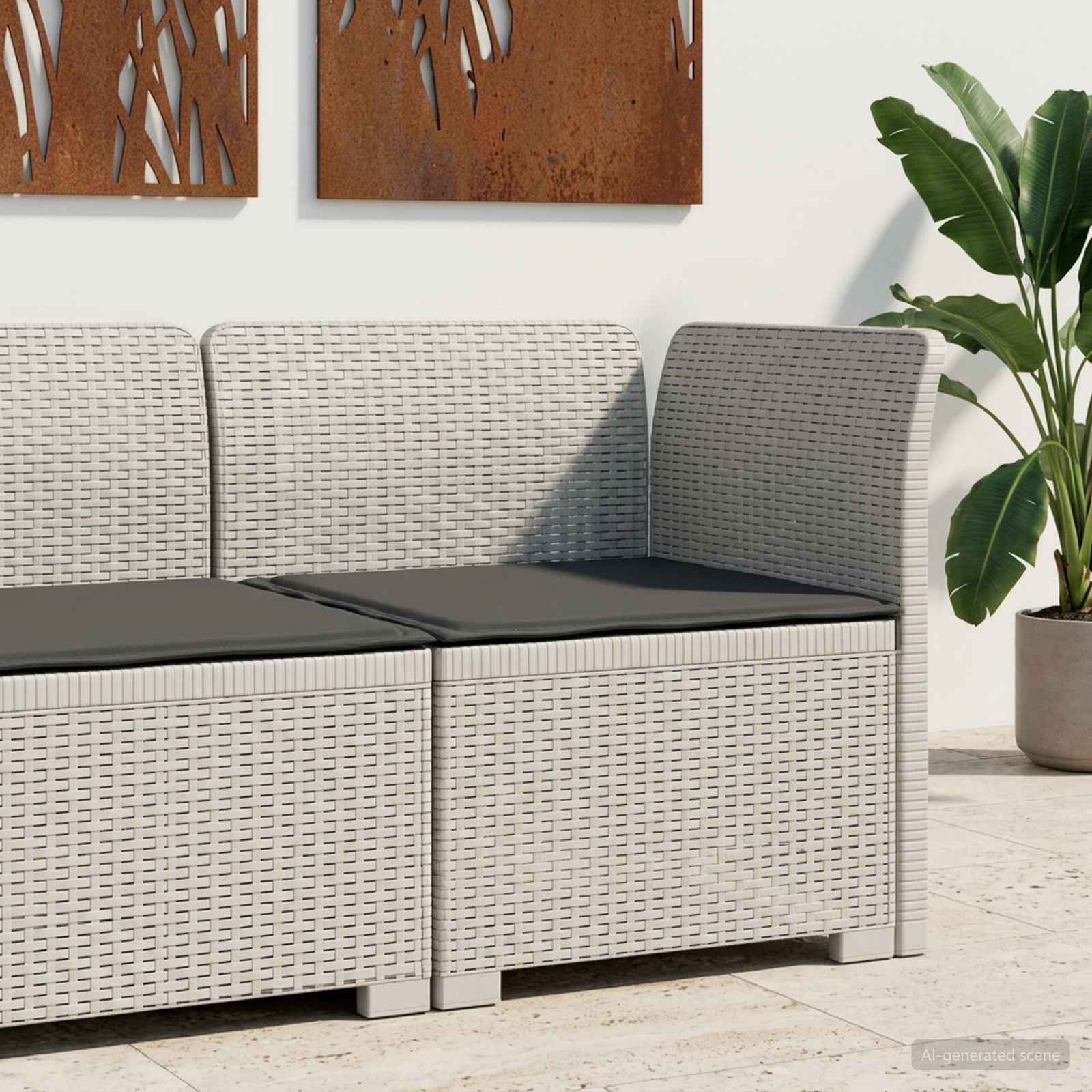 vidaXL 1-Sitzer Garten-Sofa mit Kissen Rattan-Look PP Weiß