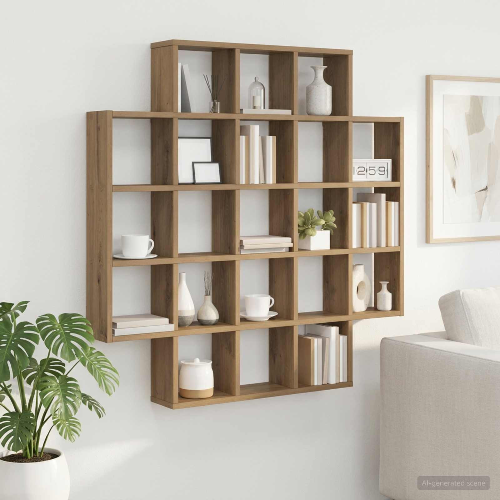 vidaXL Wandregal Artisan-Eiche 100 x 13 x 100 cm Holzwerkstoff