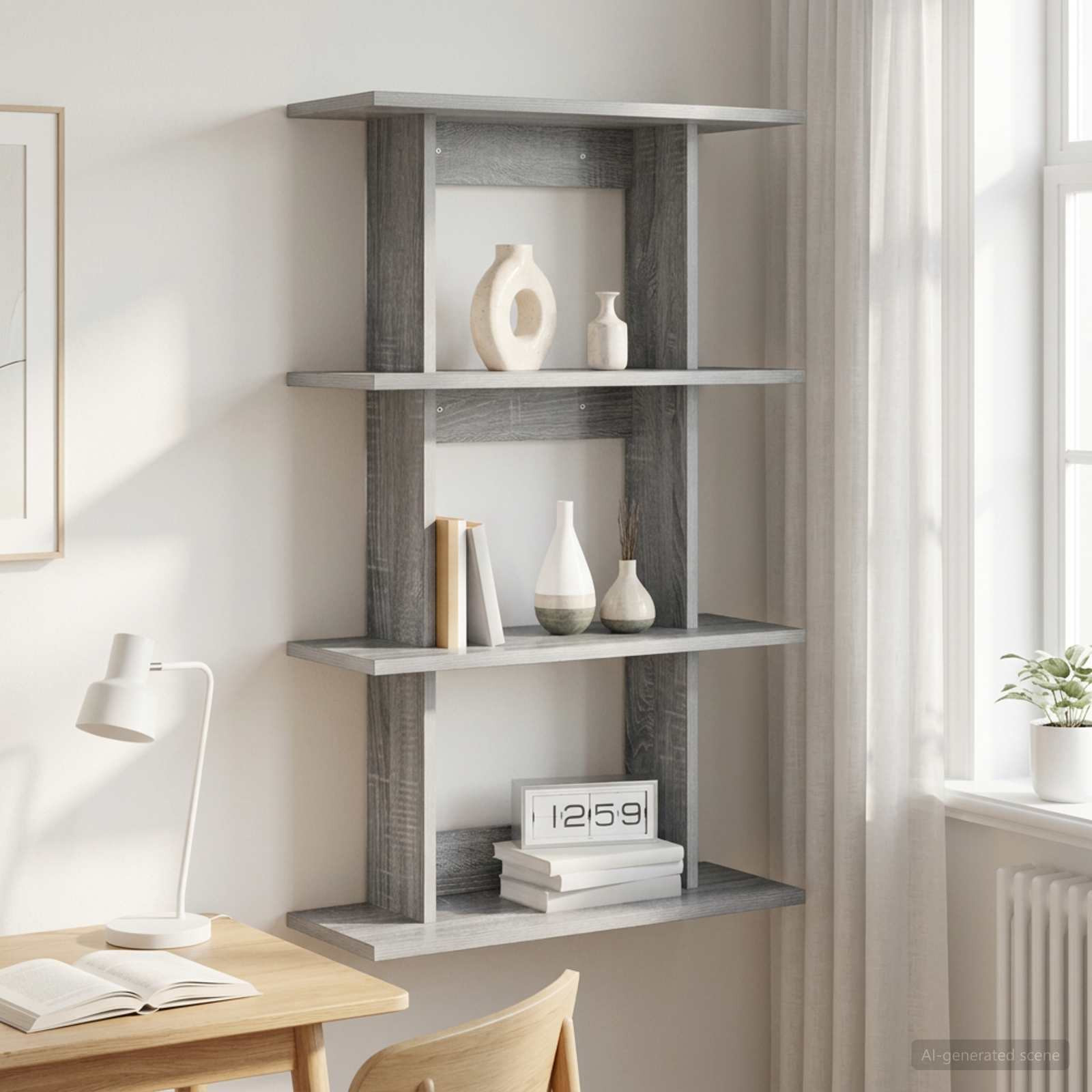 vidaXL Wandregal Wandhalterung Grau Sonoma 56 x 20 x 90 cm