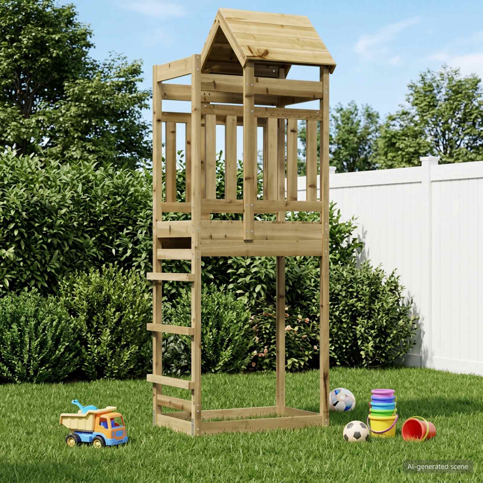 vidaXL Outdoor-Spielturm Natur Massiv imprägniertes Kiefernholz