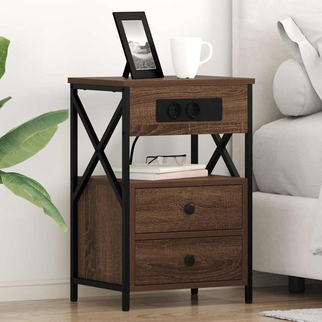 vidaXL Nachttisch Braun Eichen-Optik 40 x 31 x 60 cm Holzwerkstoff