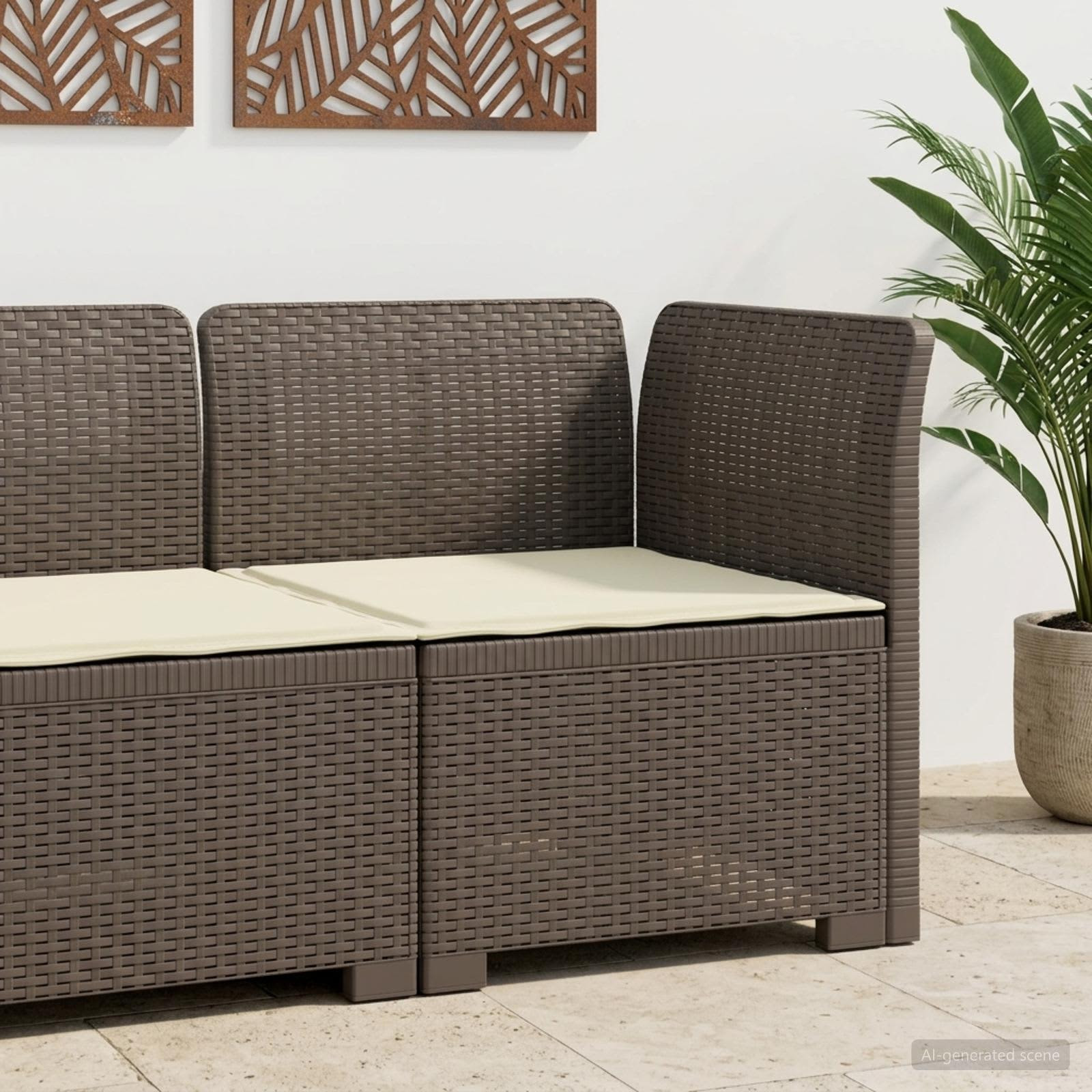 vidaXL 1-Sitzer Garten-Sofa mit Kissen Rattan-Look PP Hellgrau