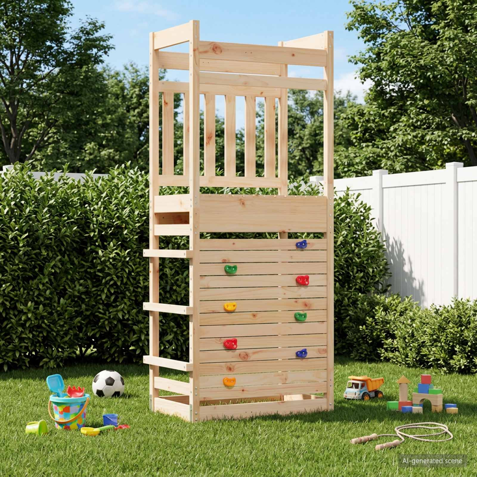 vidaXL Outdoor-Spielturm Natur 85 x 53 x 207 cm Massives Kiefernholz