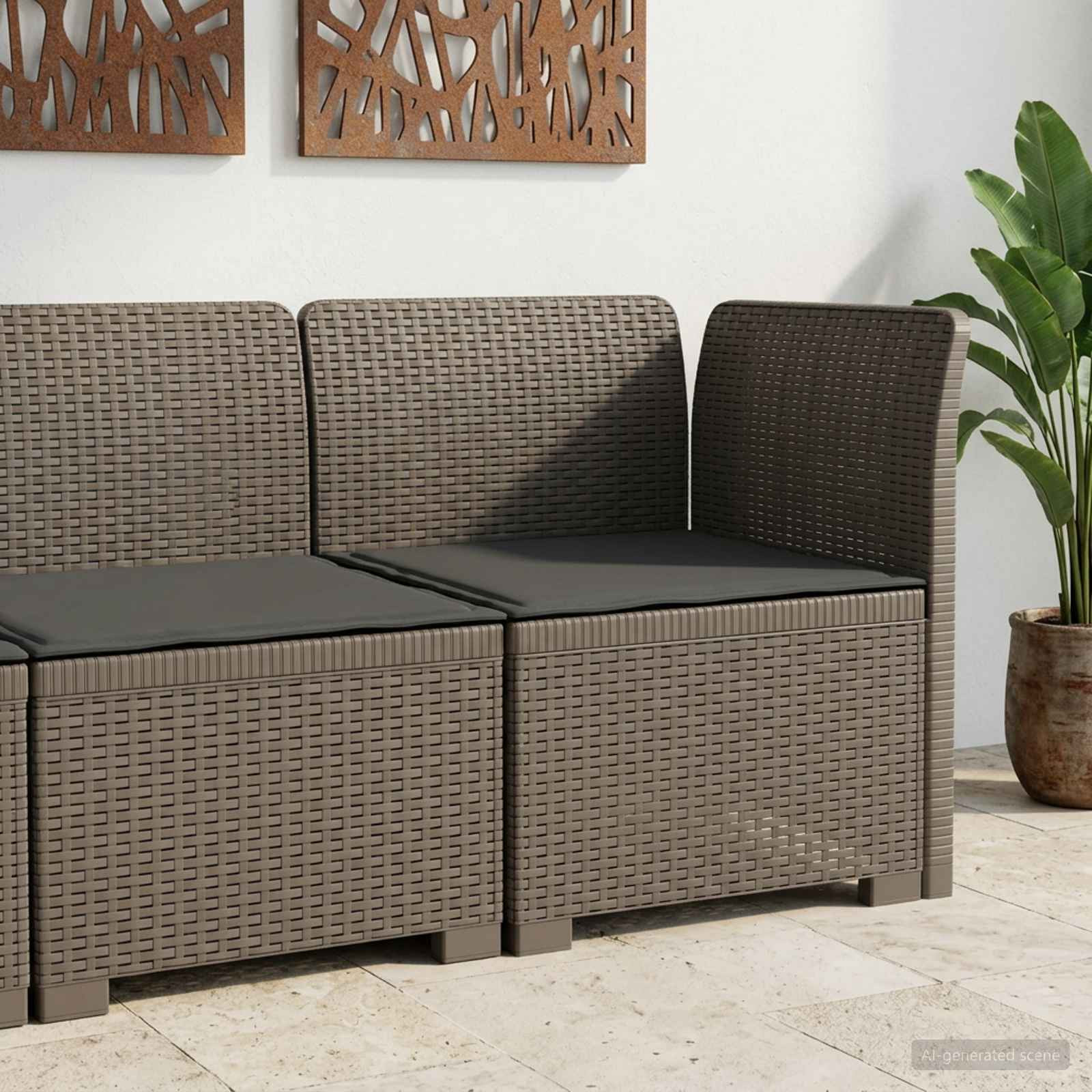vidaXL 1-Sitzer Garten-Sofa mit Kissen Rattan-Look PP Hellgrau