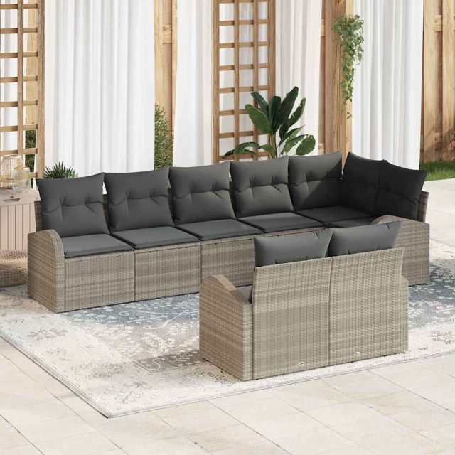 vidaXL Gartensofa-set Hellgrau 55 x 55 x 37 cm Poly-Rattan