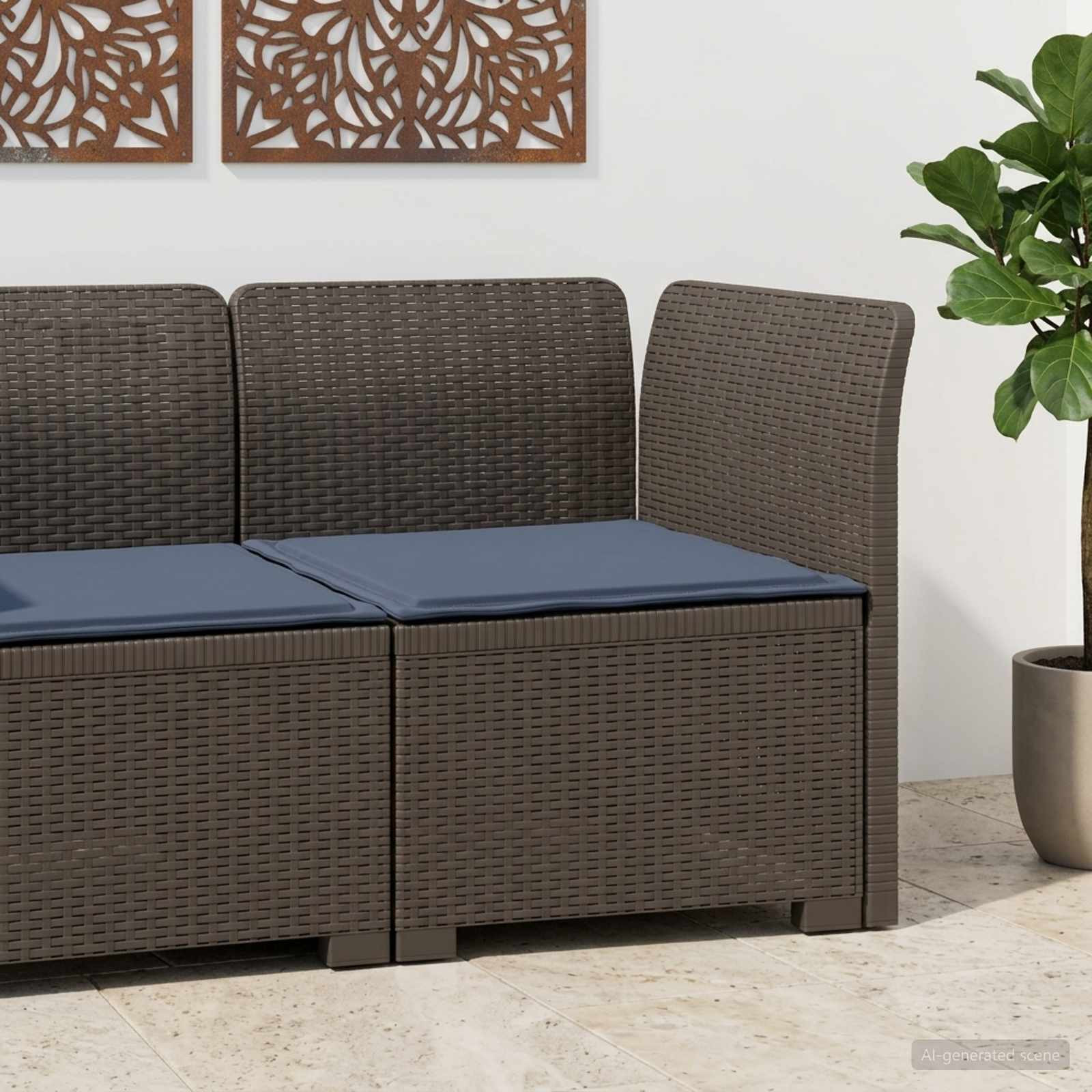 vidaXL 1-Sitzer Garten-Sofa mit Kissen Rattan-Look PP Hellgrau