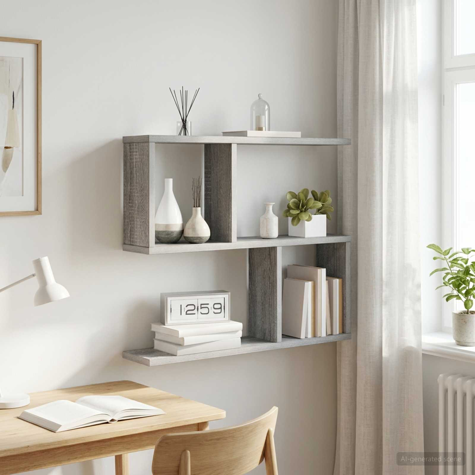 vidaXL Wandregal Sonoma-Grau 60 x 12 x 50,5 cm Holzwerkstoff