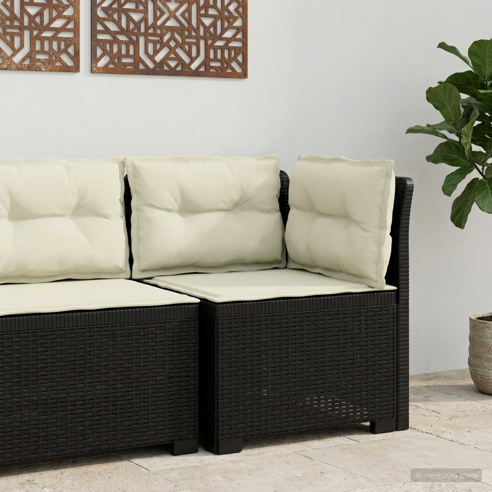 vidaXL 1-Sitzer Garten-Sofa mit Kissen Rattan-Look PP Anthrazit