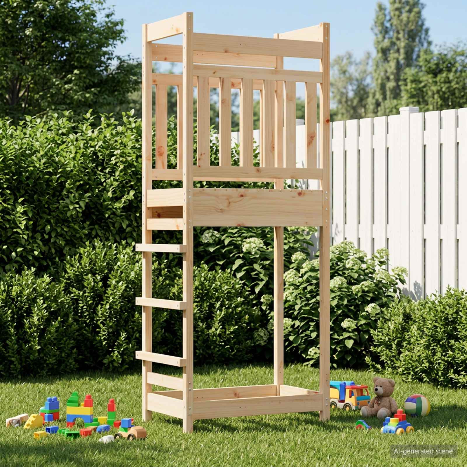 vidaXL Outdoor-Spielturm Natur 85 x 53 x 207 cm Massives Kiefernholz