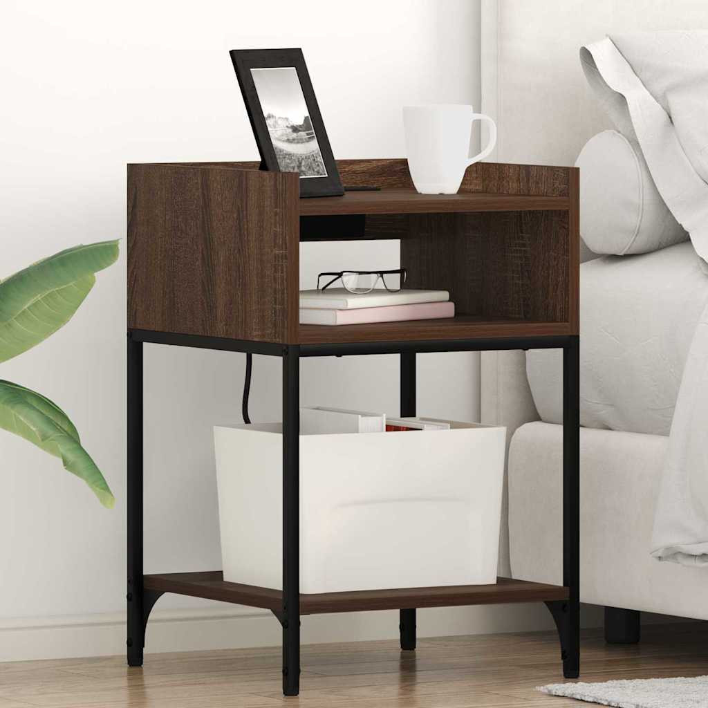 vidaXL Nachttisch mit Regal 2 pcs Braun Eichen-Optik 40 x 40 x 61 cm