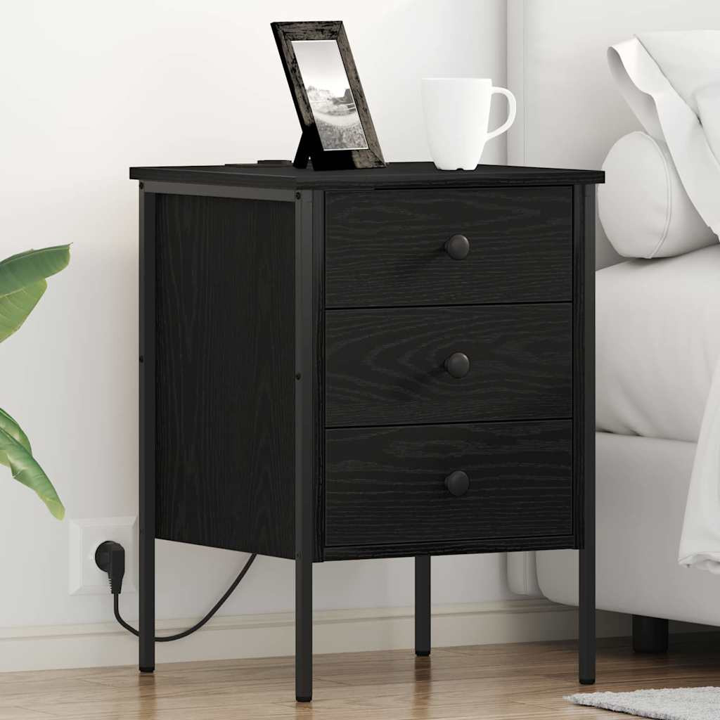 vidaXL Nachttisch Schwarz Eichen-Optik 42 x 41 x 61 cm Holzwerkstoff