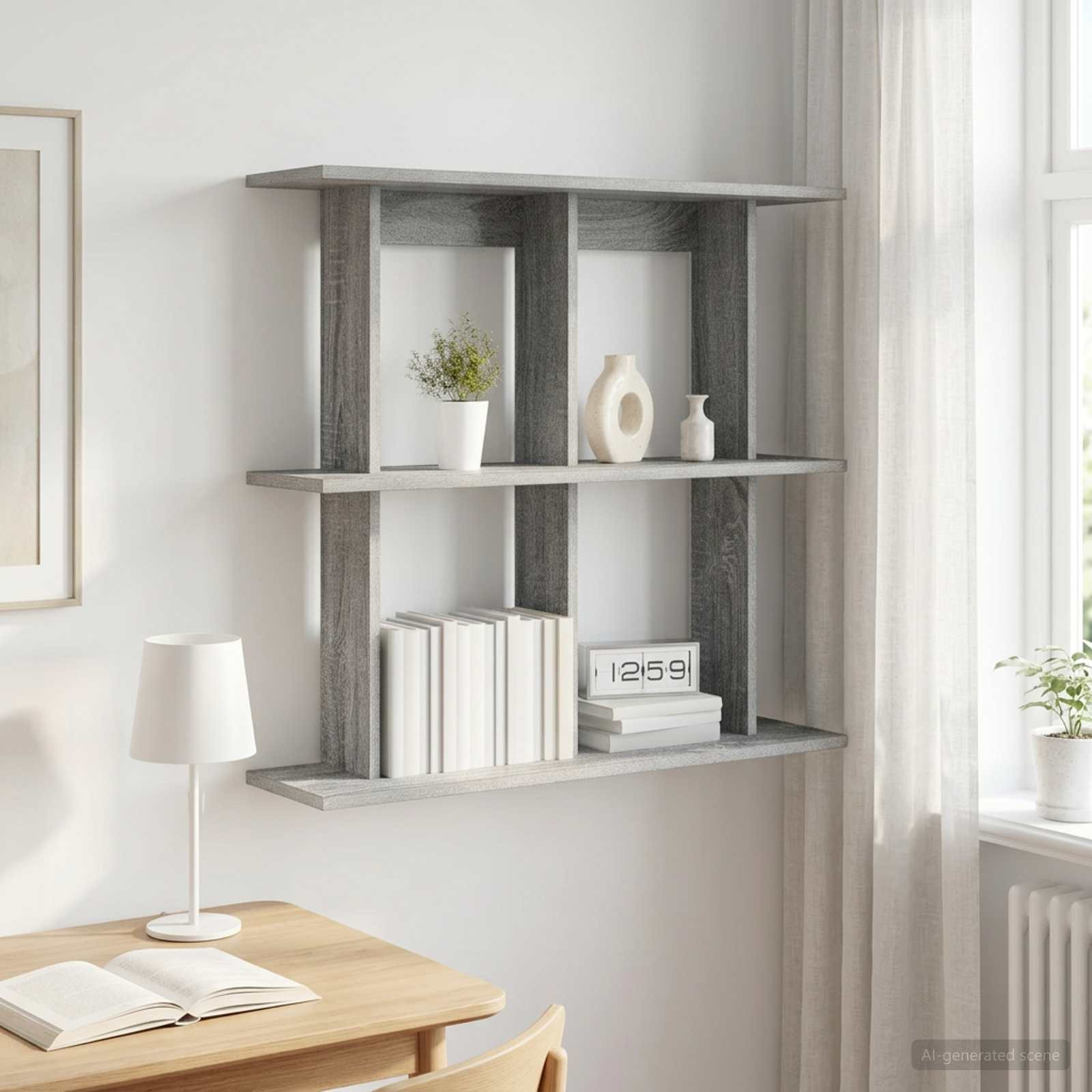 vidaXL Wandregal Wandhalterung Grau Sonoma 80 x 20 x 75 cm