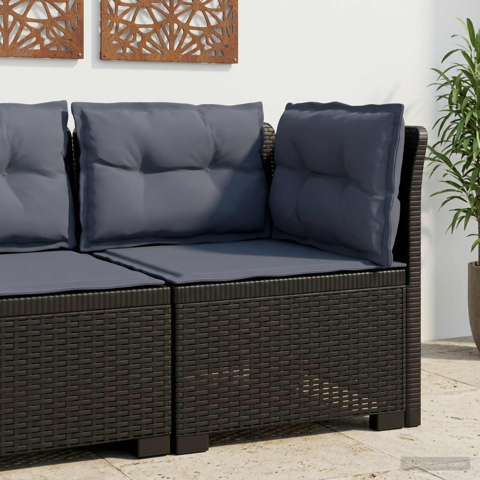 vidaXL 1-Sitzer Garten-Sofa mit Kissen Rattan-Look PP Anthrazit