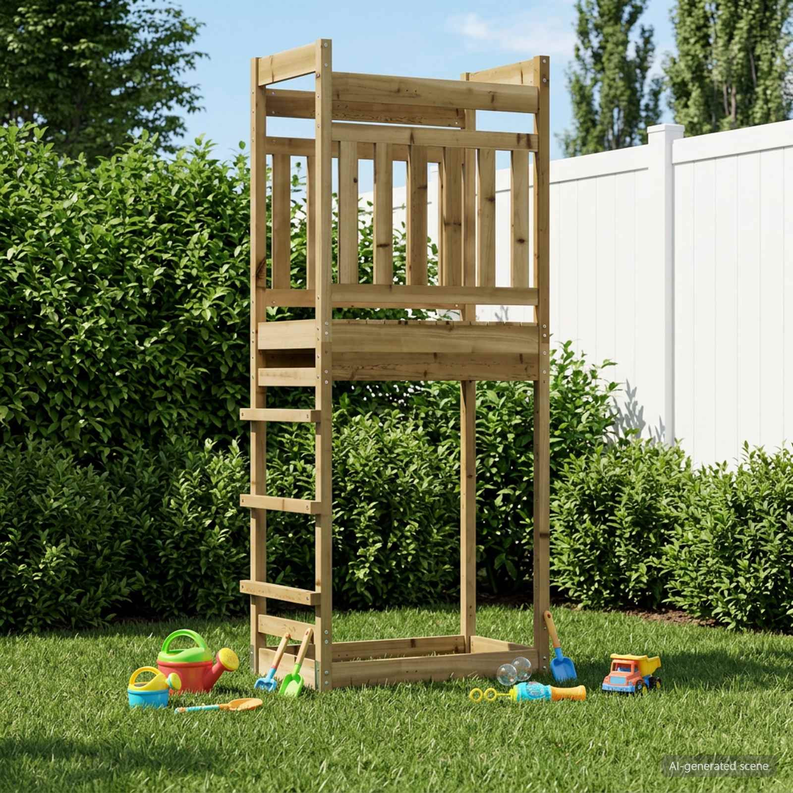vidaXL Outdoor-Spielturm Natur Massives imprägniertes Kiefernholz
