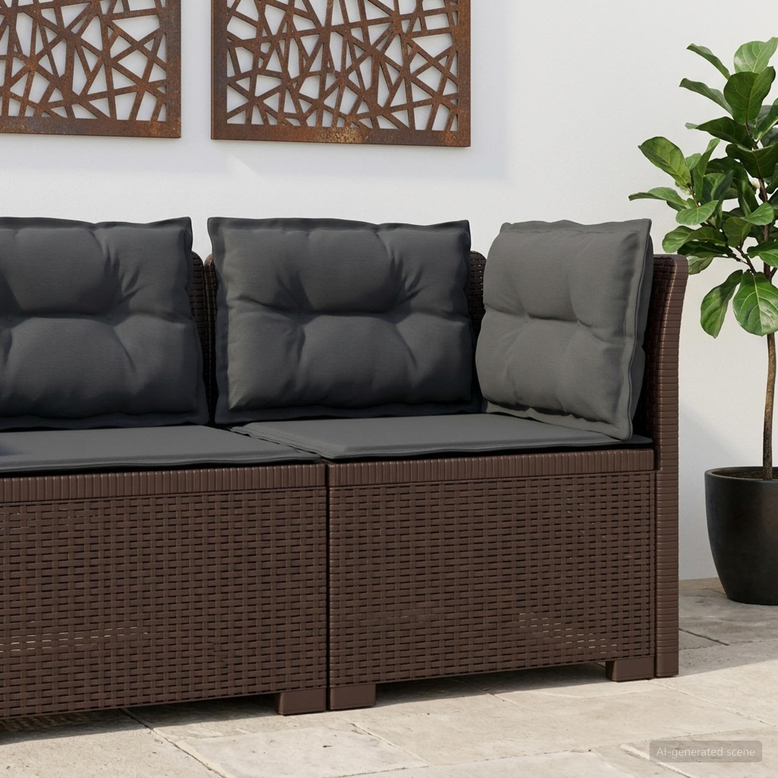 vidaXL 1-Sitzer Garten-Sofa mit Kissen Rattan-Look PP Braun