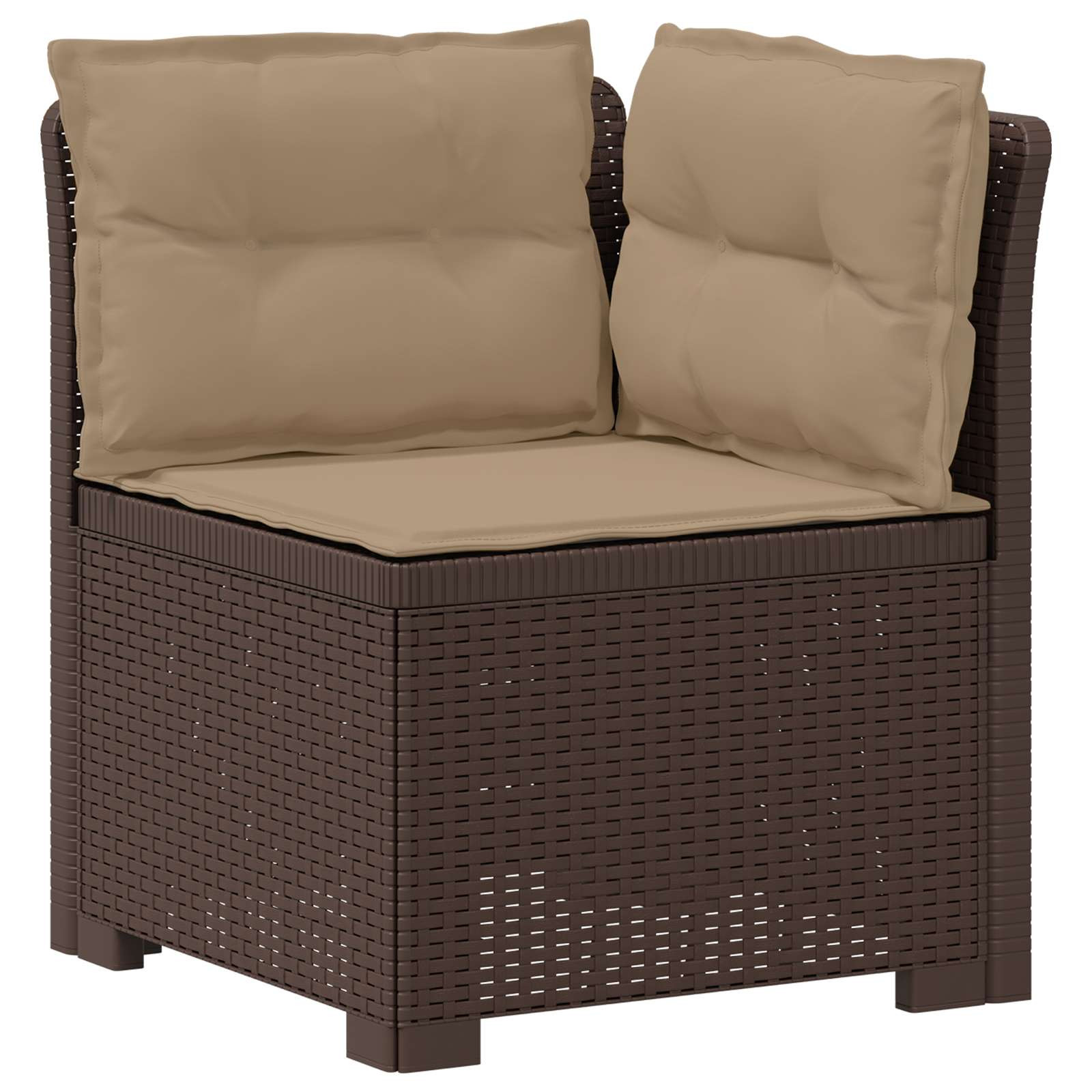 vidaXL 1-Sitzer Garten-Sofa mit Kissen Rattan-Look PP Braun