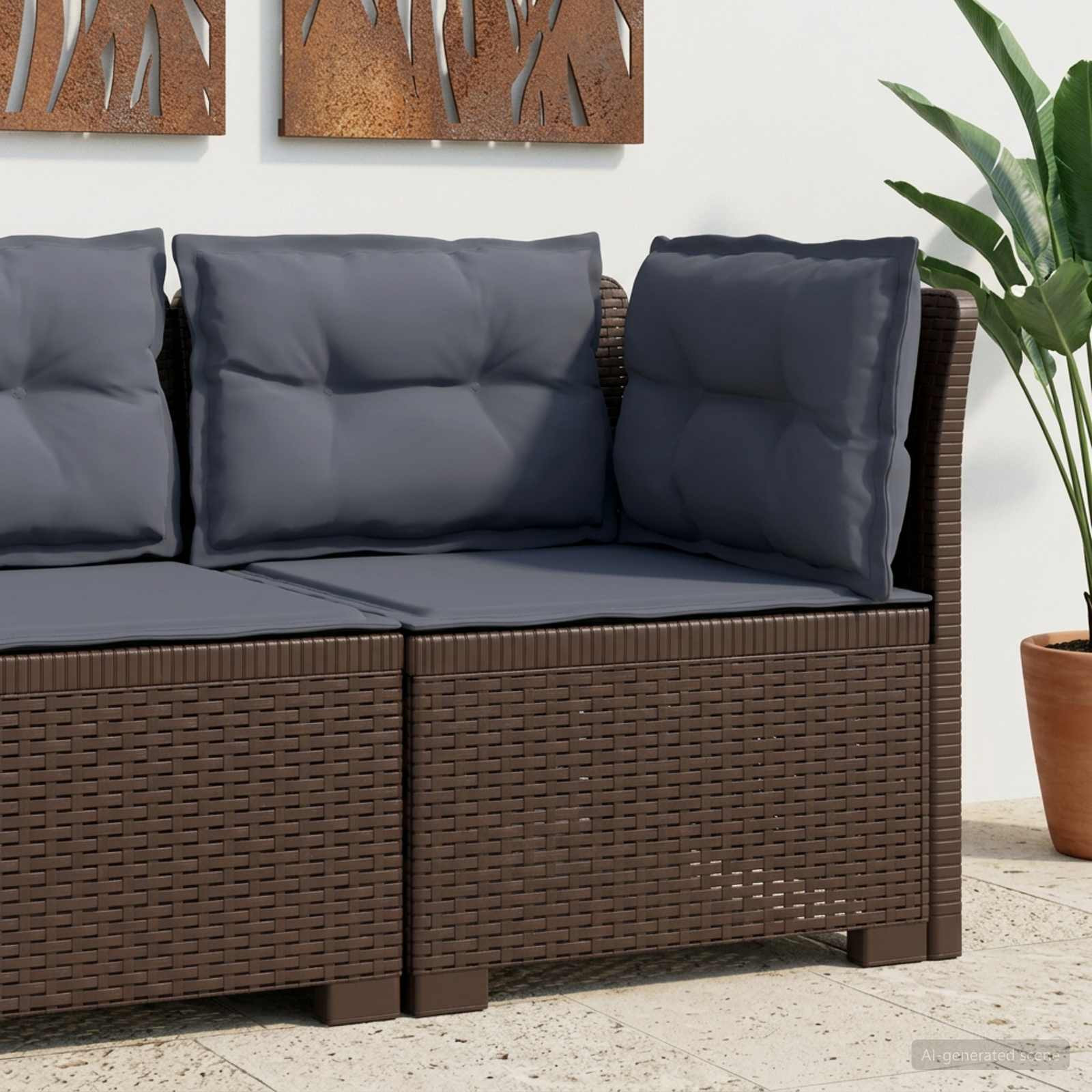vidaXL 1-Sitzer Garten-Sofa mit Kissen Rattan-Look PP Braun