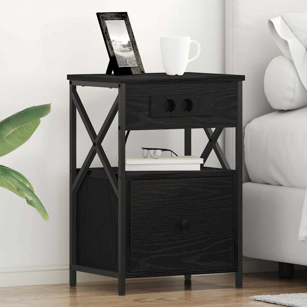 vidaXL Nachttisch Schwarz Eichen-Optik 40 x 31 x 60 cm Holzwerkstoff
