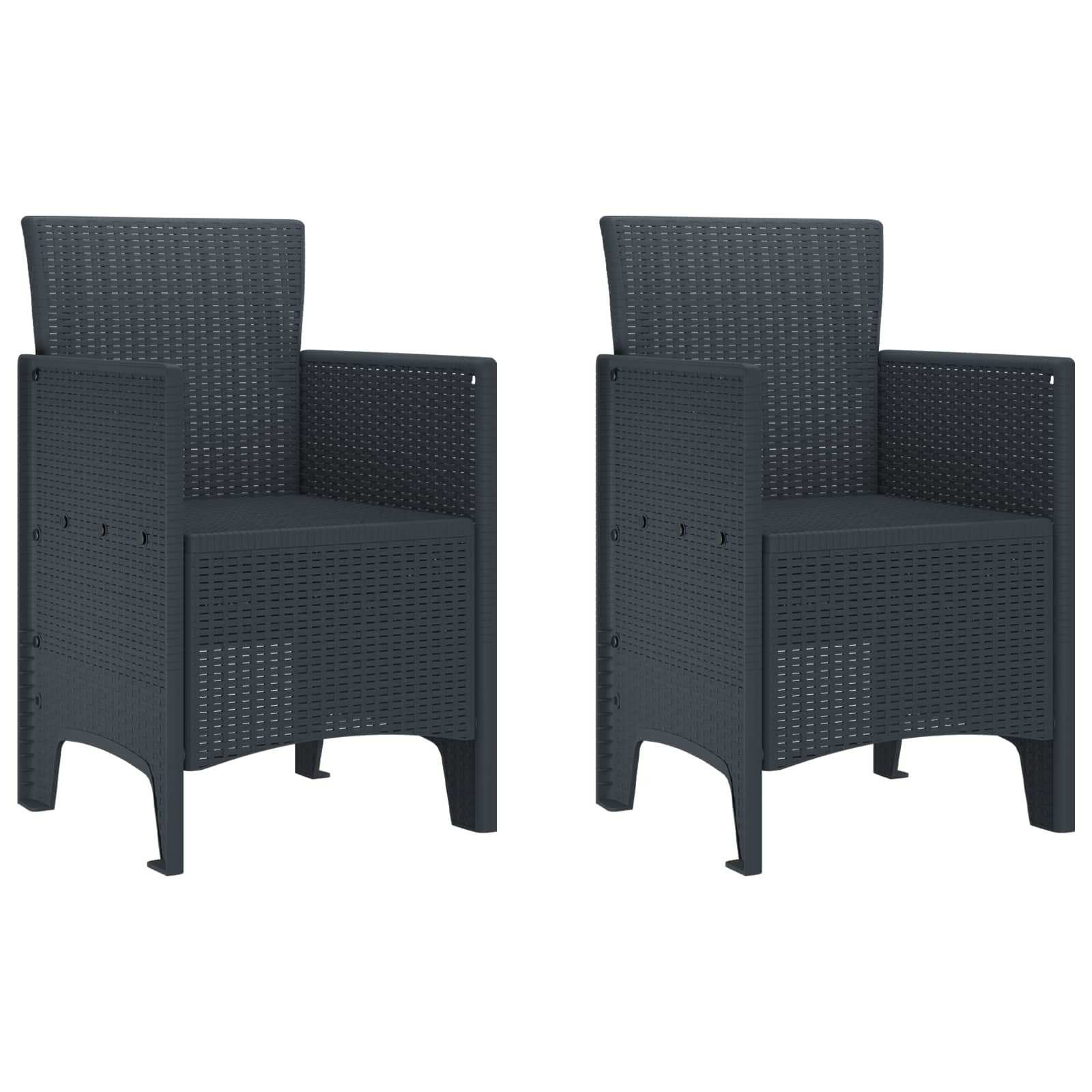 vidaXL Gartenstuhl 2 pcs Anthrazit 53 x 49 x 85 cm Polypropylen