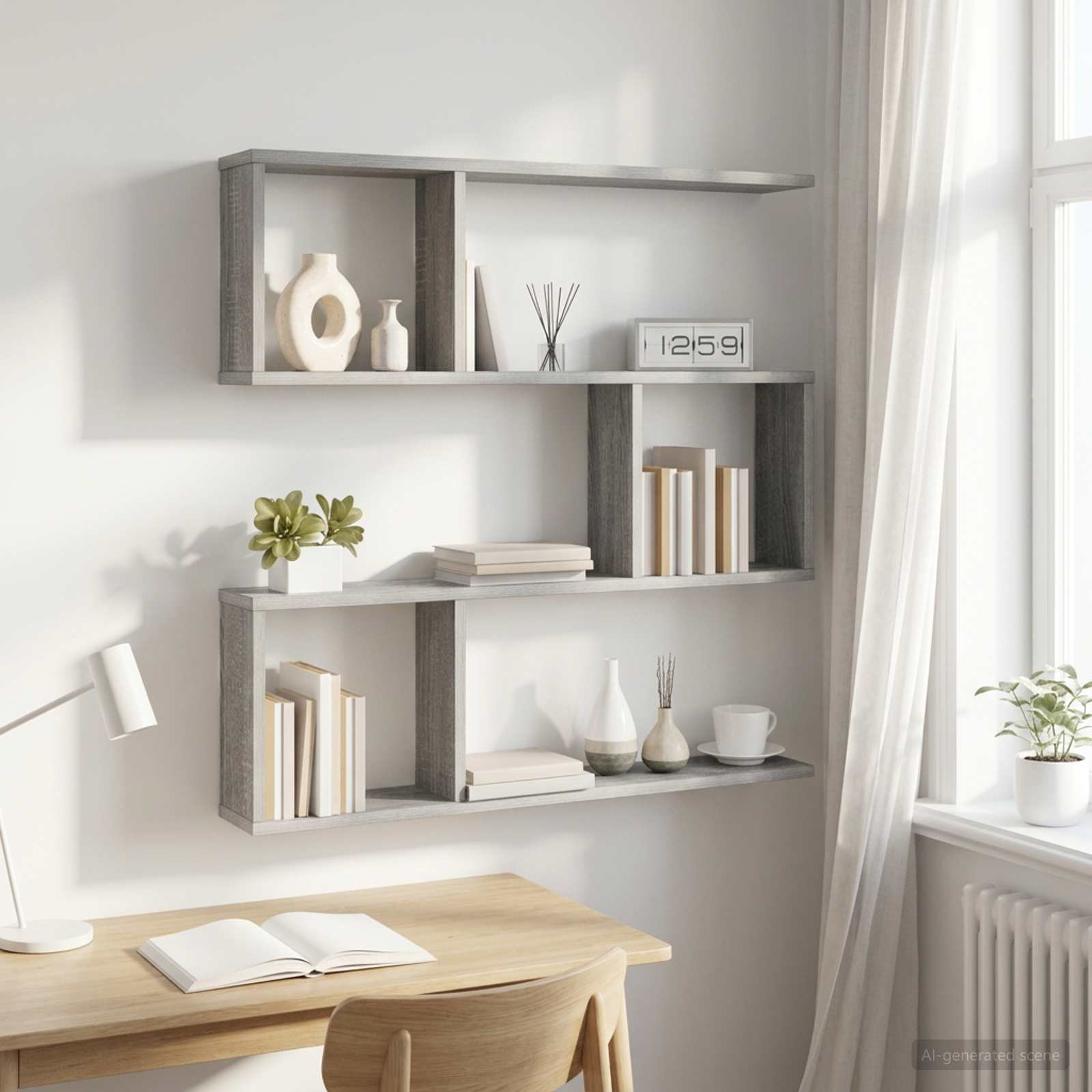 vidaXL Wandregal Sonoma-Grau 80 x 12 x 79,5 cm Holzwerkstoff