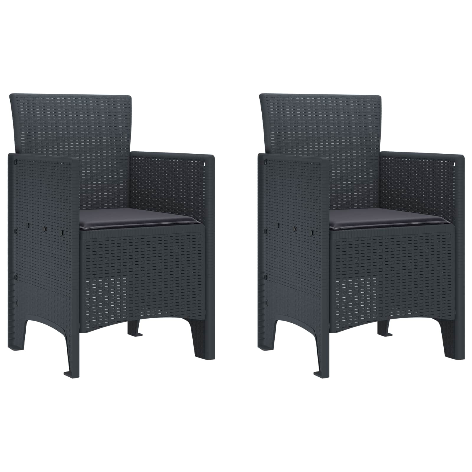 vidaXL Gartenstuhl 2 pcs Anthrazit 53 x 49 x 85 cm Polypropylen
