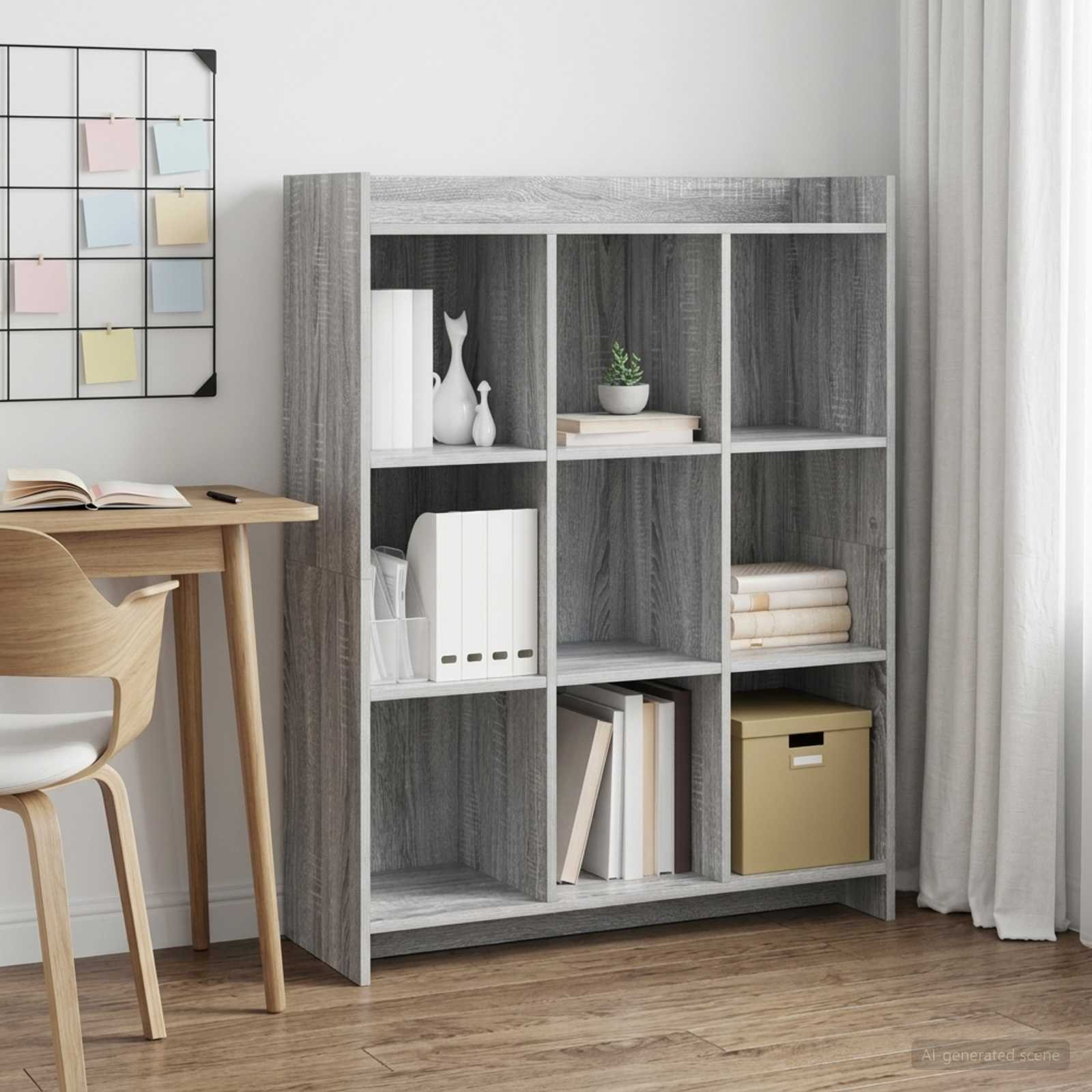 vidaXL Bücherregal Grau Sonoma 87,5 x 30 x 111 cm Holzwerkstoff