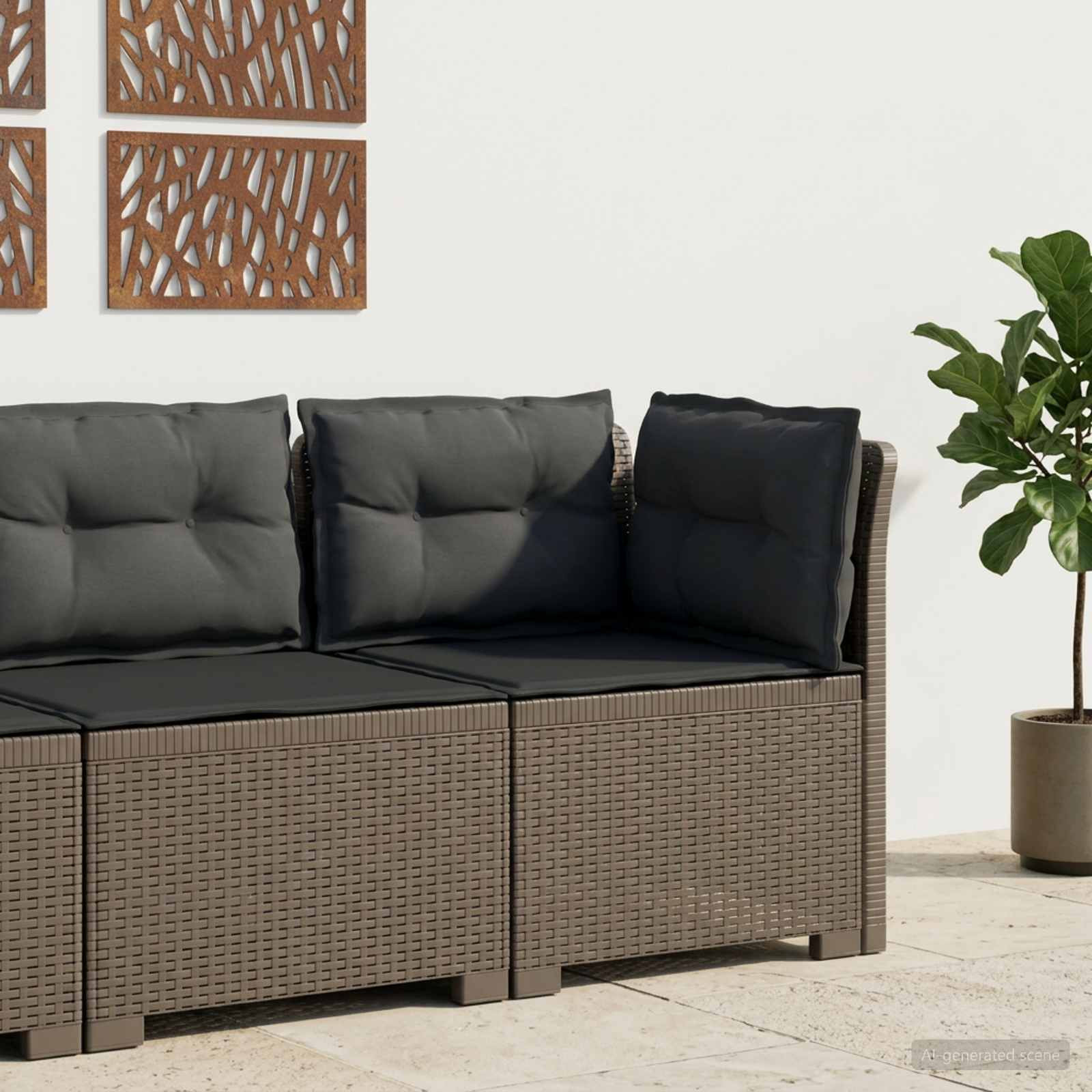 vidaXL 1-Sitzer Garten-Sofa mit Kissen Rattan-Look PP Hellgrau