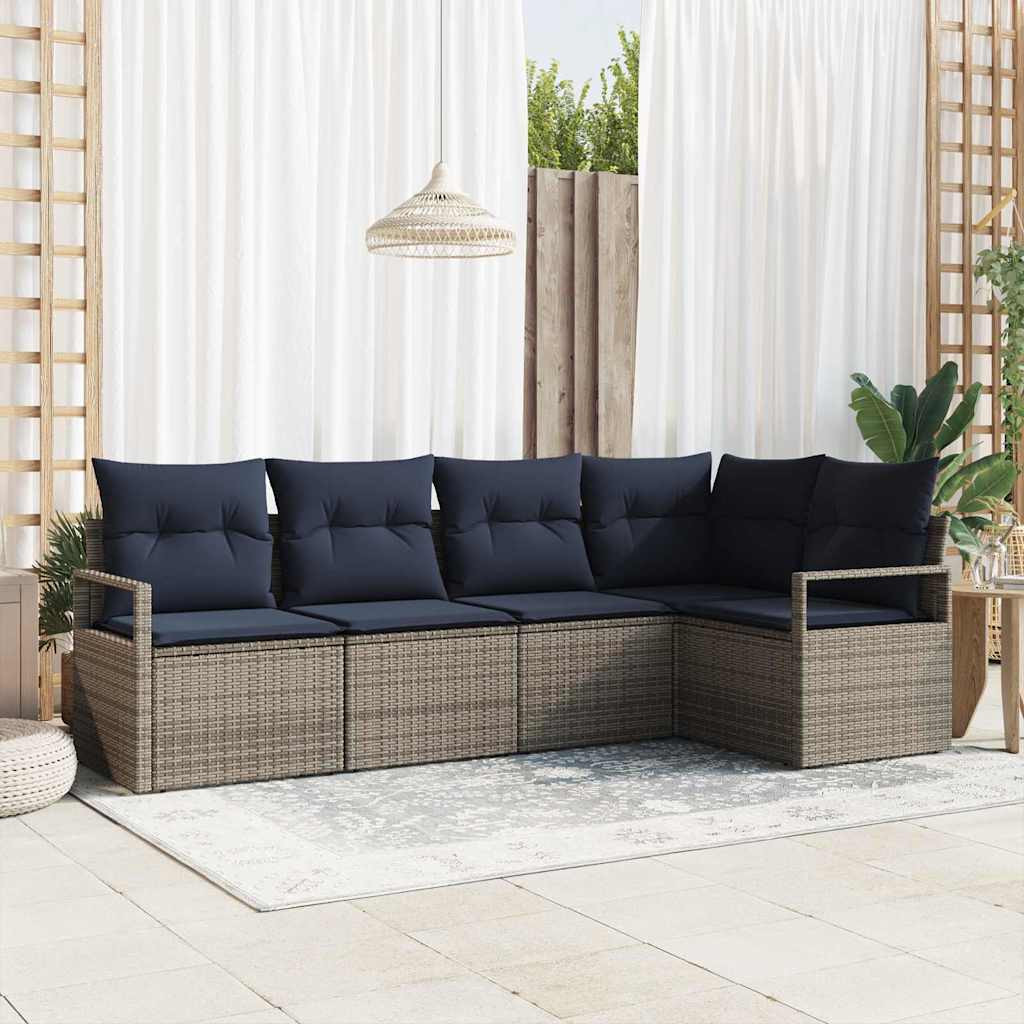 vidaXL Sofa Set 5 pcs Grau Poly-Rattan