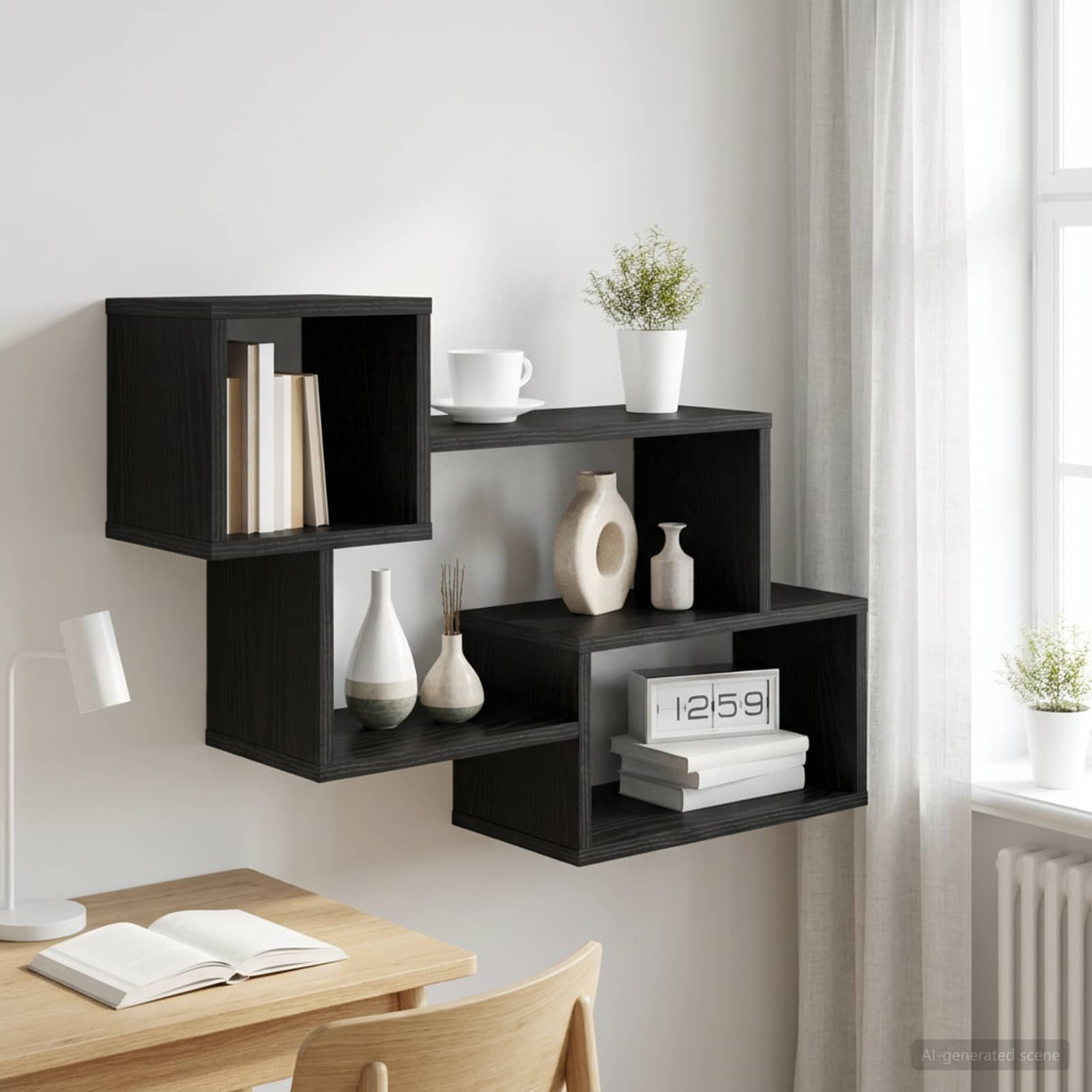 vidaXL Schwebendes Regal Wandhalterung Schwarze Eiche 87 x 20 x 55 cm