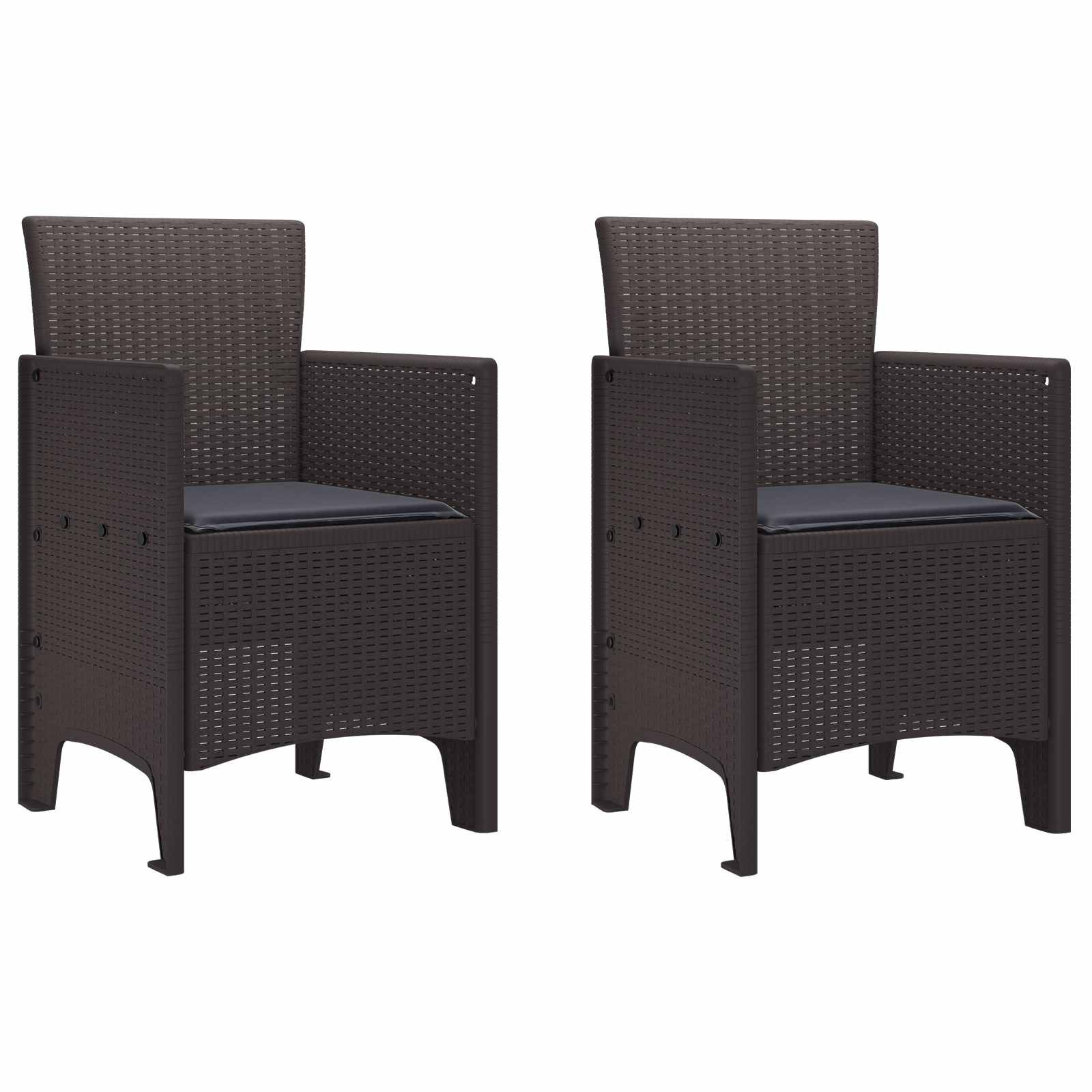vidaXL Gartenstuhl mit Kissen 2 pcs Braun 53 x 49 x 85 cm Polypropylen