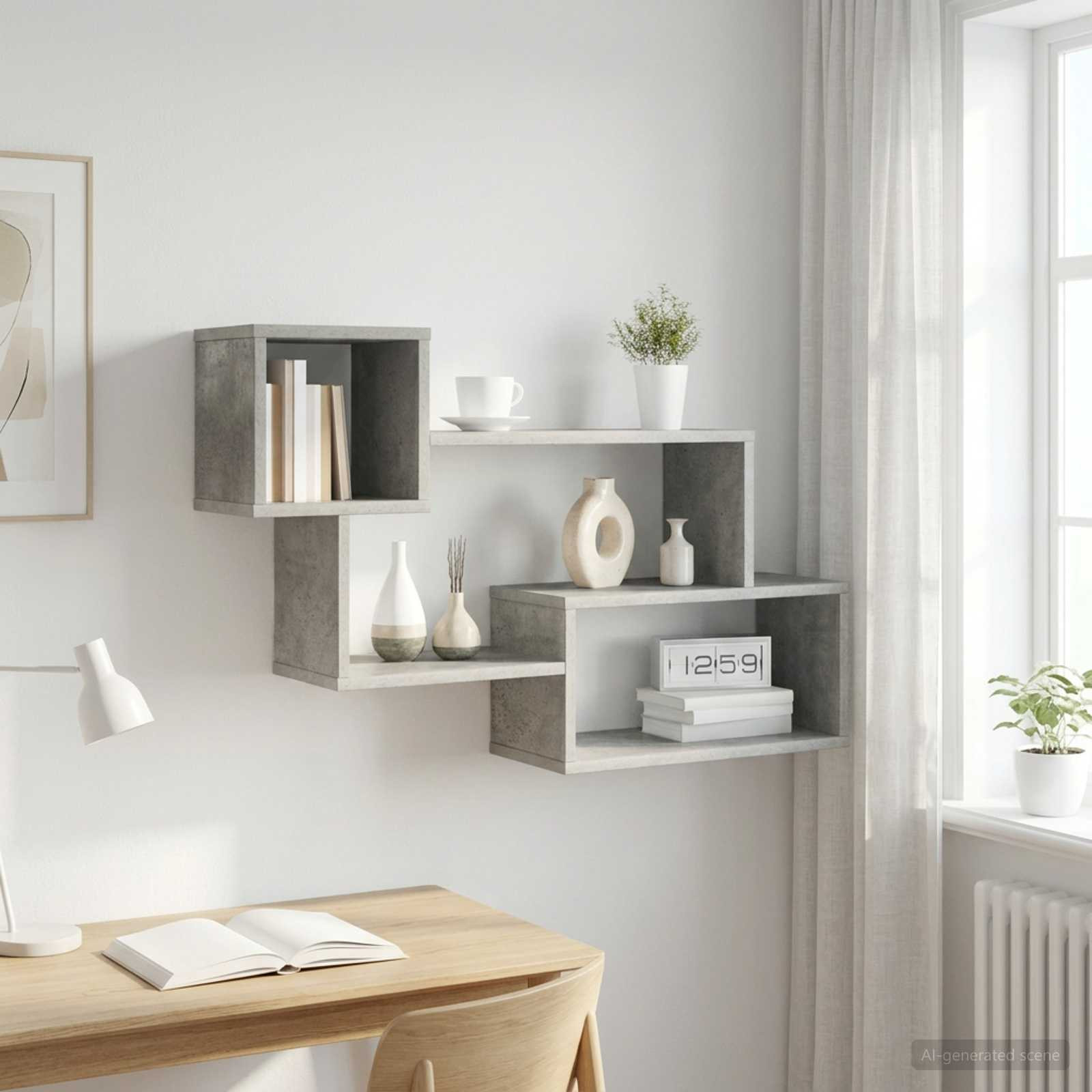 vidaXL Schwebendes Regal Wandhalterung Betongrau 87 x 20 x 55 cm