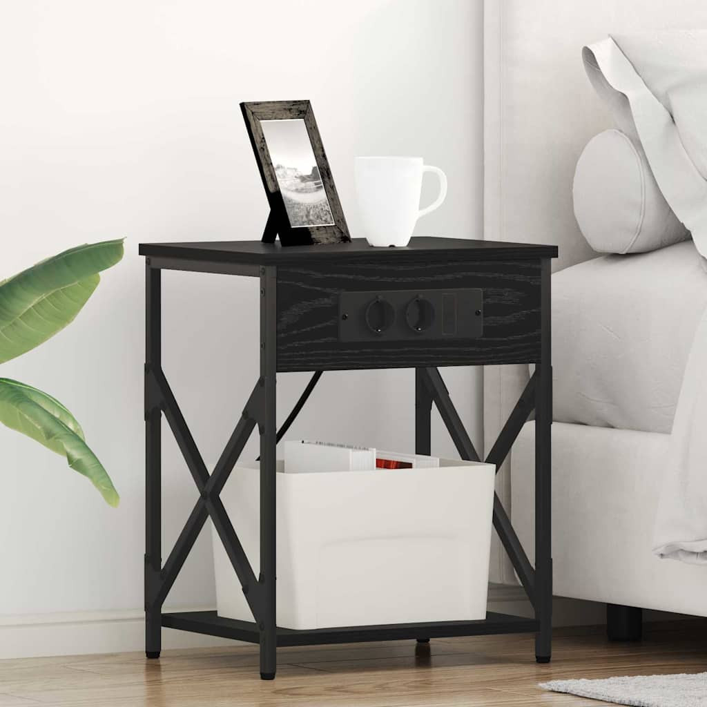 vidaXL Nachttisch Schwarz Eichen-Optik 41 x 31 x 51 cm Holzwerkstoff