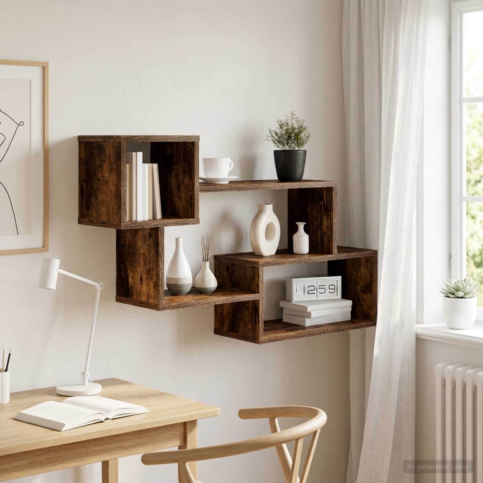 vidaXL Schwebendes Regal Wandhalterung Raucheiche 87 x 20 x 55 cm