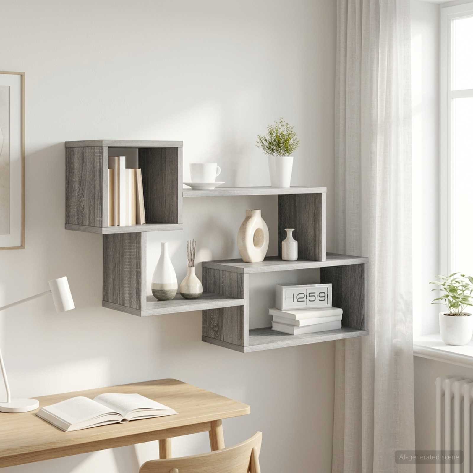vidaXL Schwebendes Regal Wandhalterung Grau Sonoma 87 x 20 x 55 cm