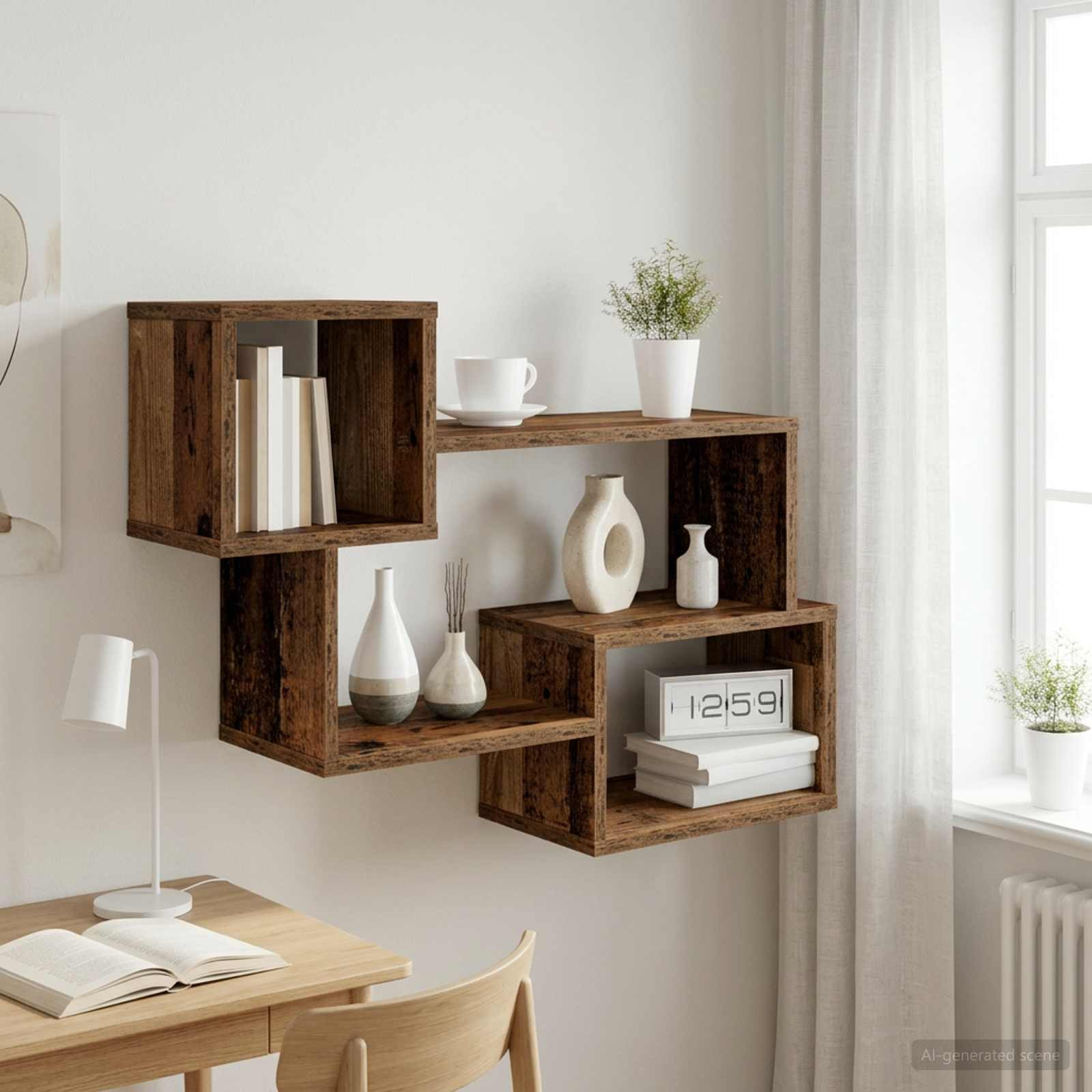 vidaXL Schwebendes Regal Wandhalterung Altholz 87 x 20 x 55 cm