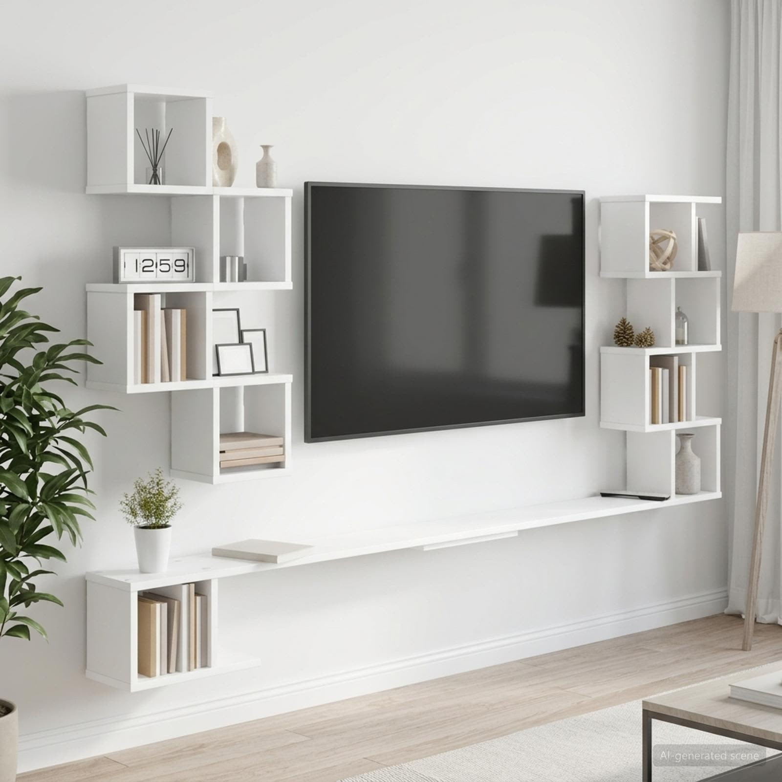 vidaXL Wandmontiertes TV-Regal Weiß 180 x 15 x 94 cm Holzwerkstoff