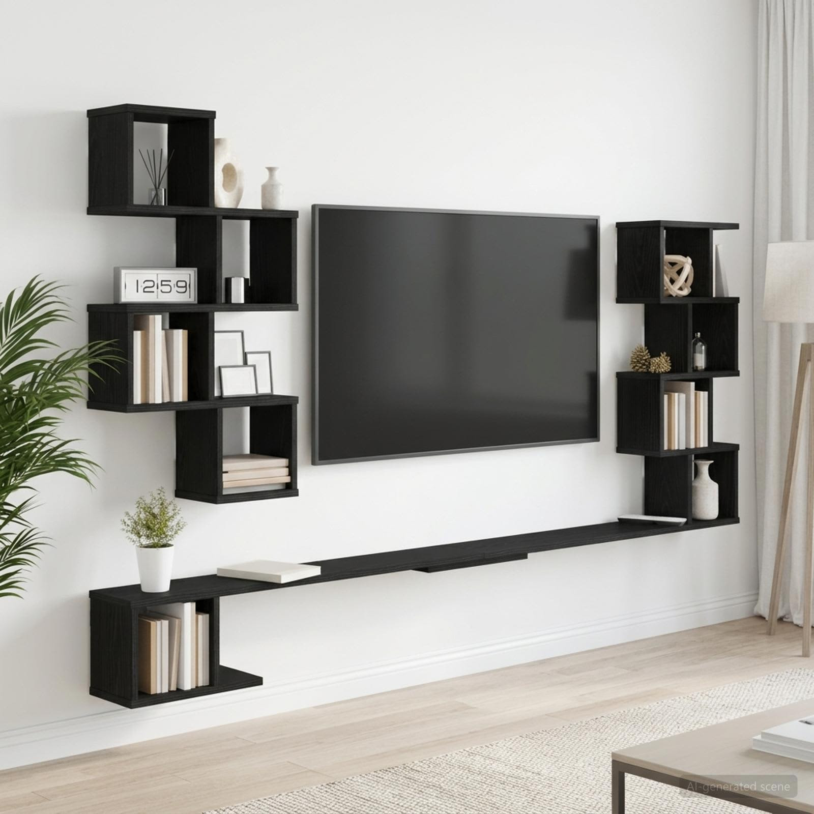 vidaXL Wandmontiertes TV-Regal Schwarze Eiche 180 x 15 x 94 cm