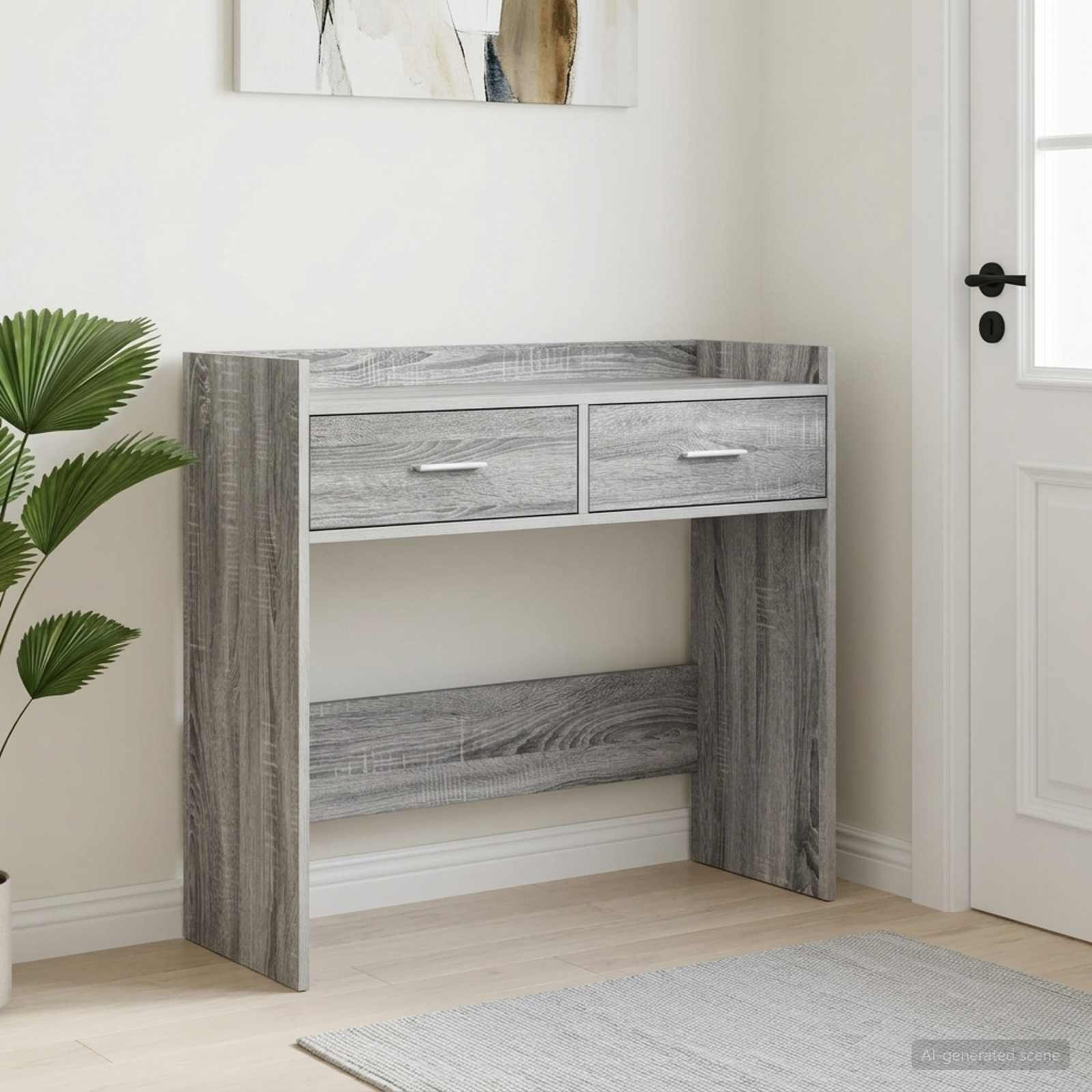 vidaXL Konsolentisch Grau Sonoma 90 x 35 x 80 cm Holzwerkstoff