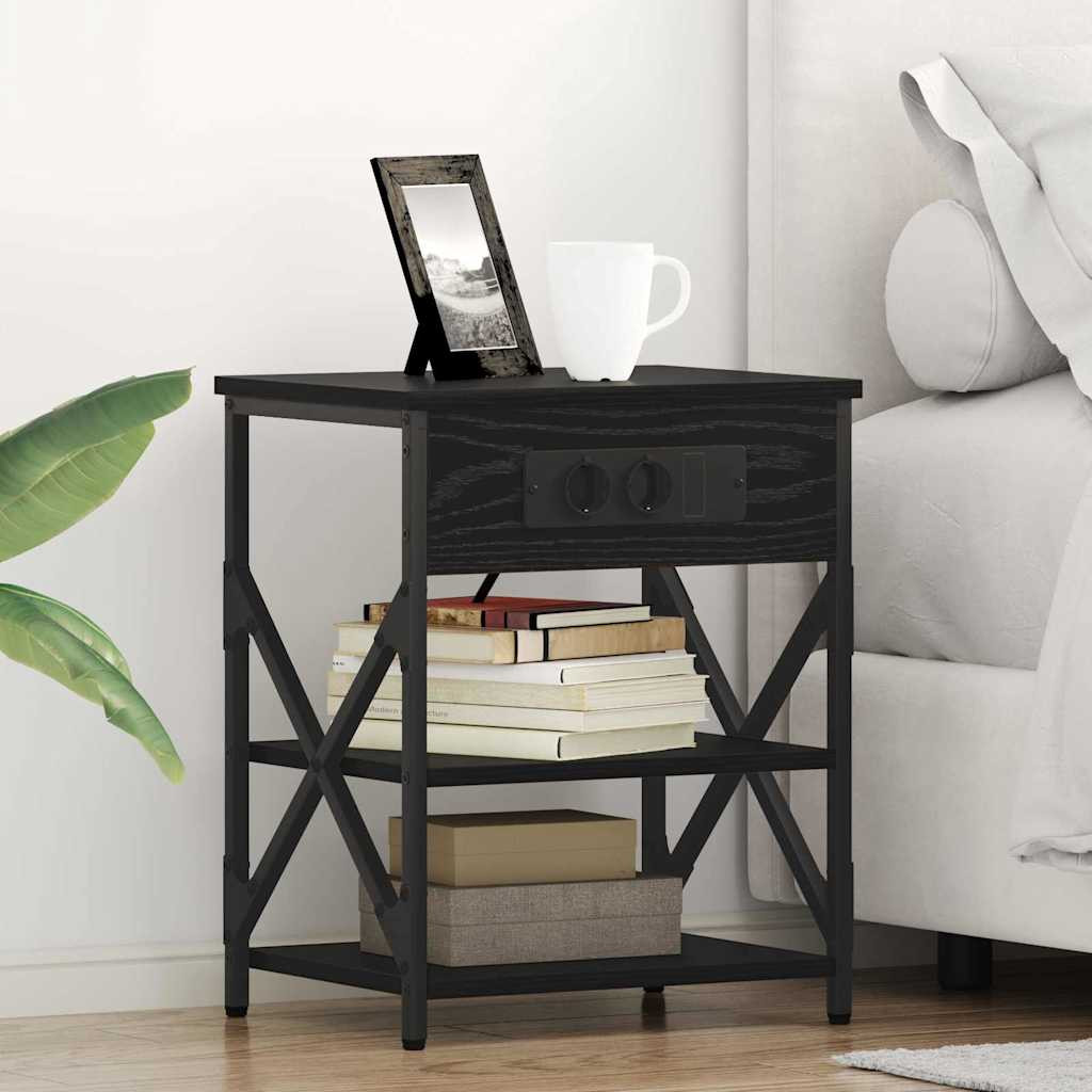 vidaXL Nachttisch Schwarz Eichen-Optik 41 x 31 x 51 cm Holzwerkstoff