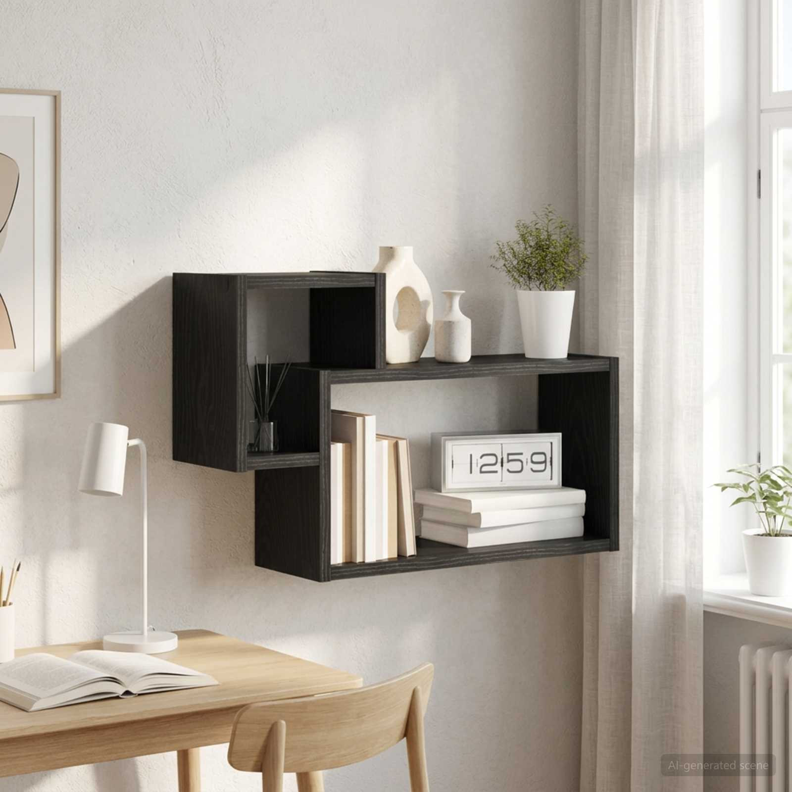 vidaXL Wandregal Wandhalterung Schwarze Eiche 55 x 15 x 35 cm