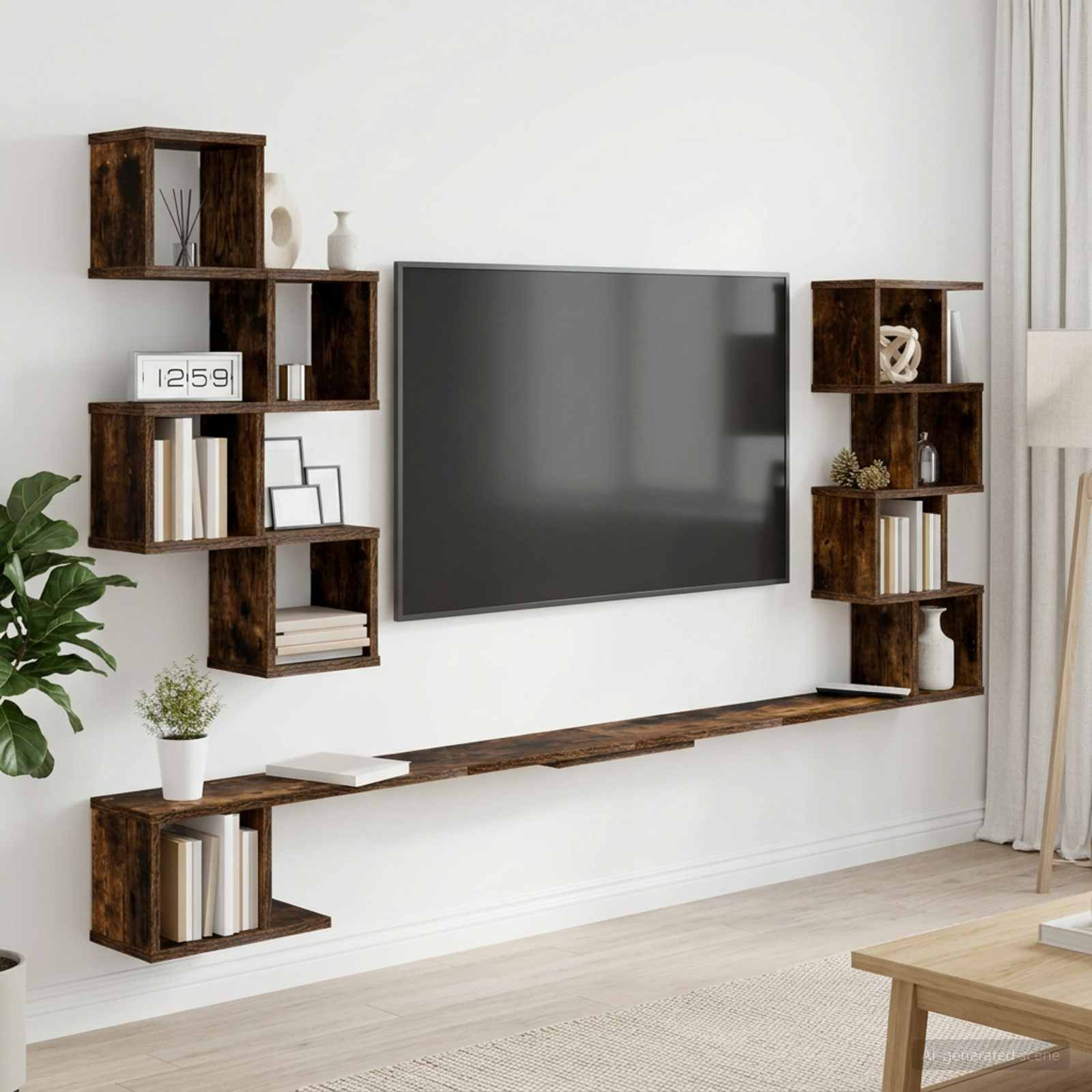 vidaXL Wandmontiertes TV-Regal Raucheiche 180 x 15 x 94 cm