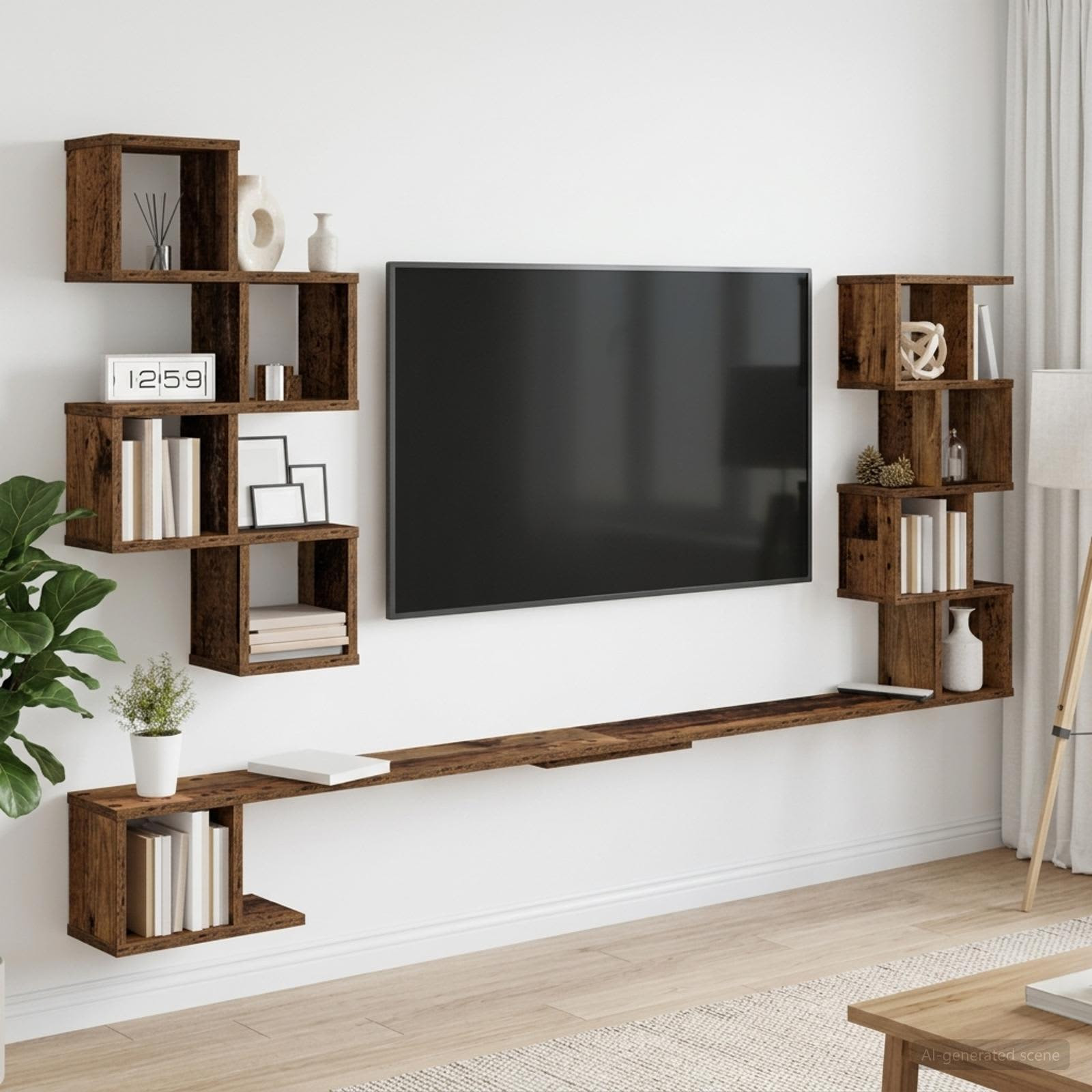 vidaXL Wandmontiertes TV-Regal Altholz 180 x 15 x 94 cm Holzwerkstoff