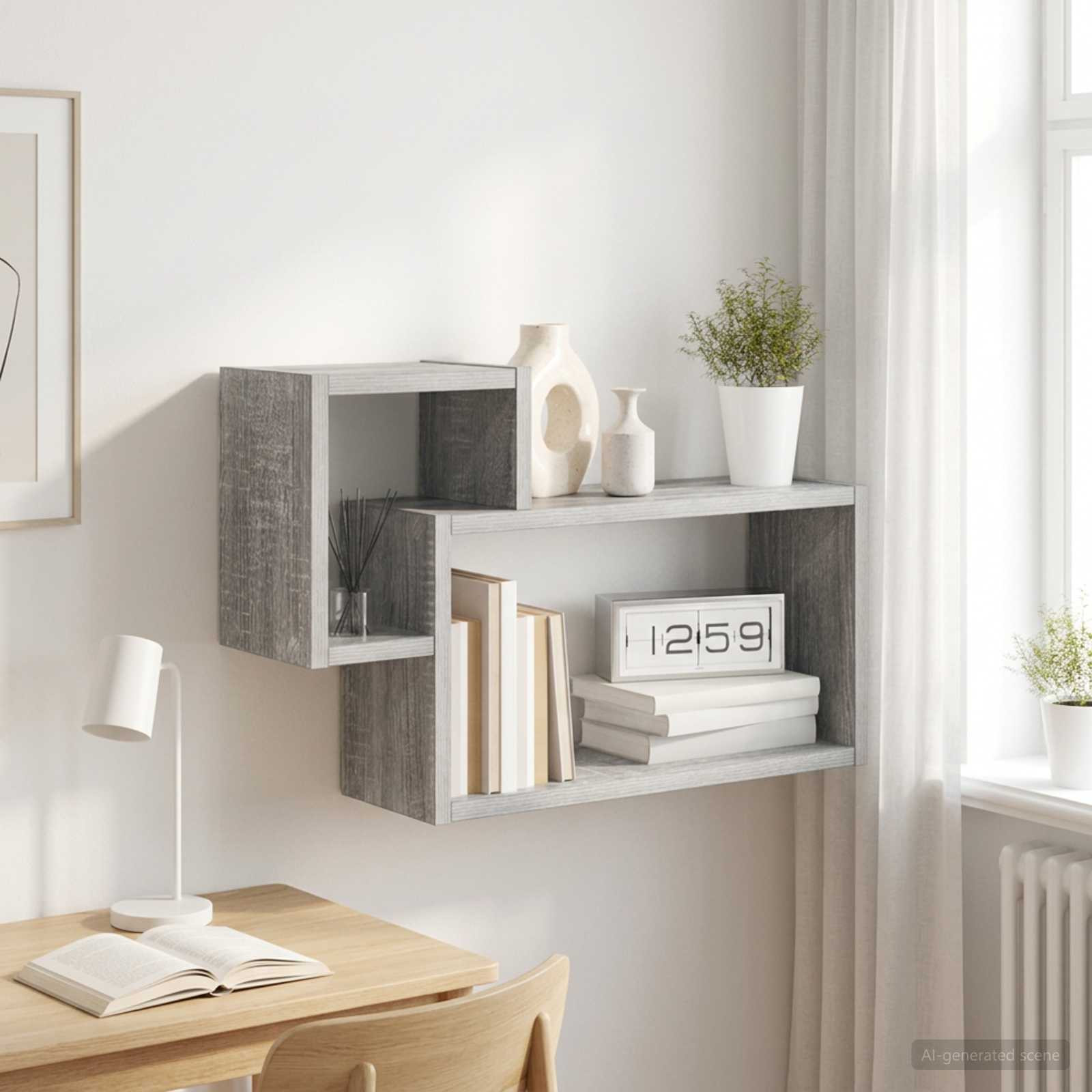 vidaXL Wandregal Wandhalterung Grau Sonoma 55 x 15 x 35 cm