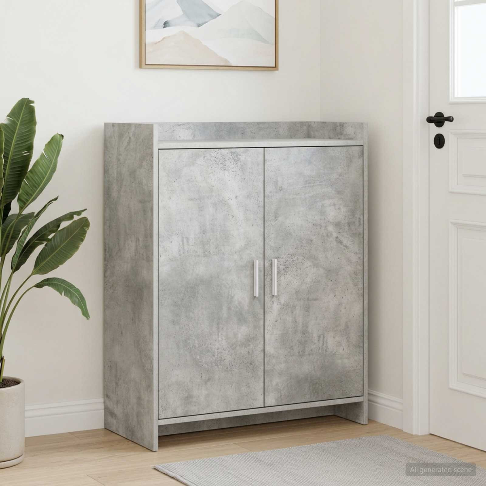 vidaXL Schuhschrank mit Tür Betongrau 73,5 x 36 x 92 cm Holzwerkstoff