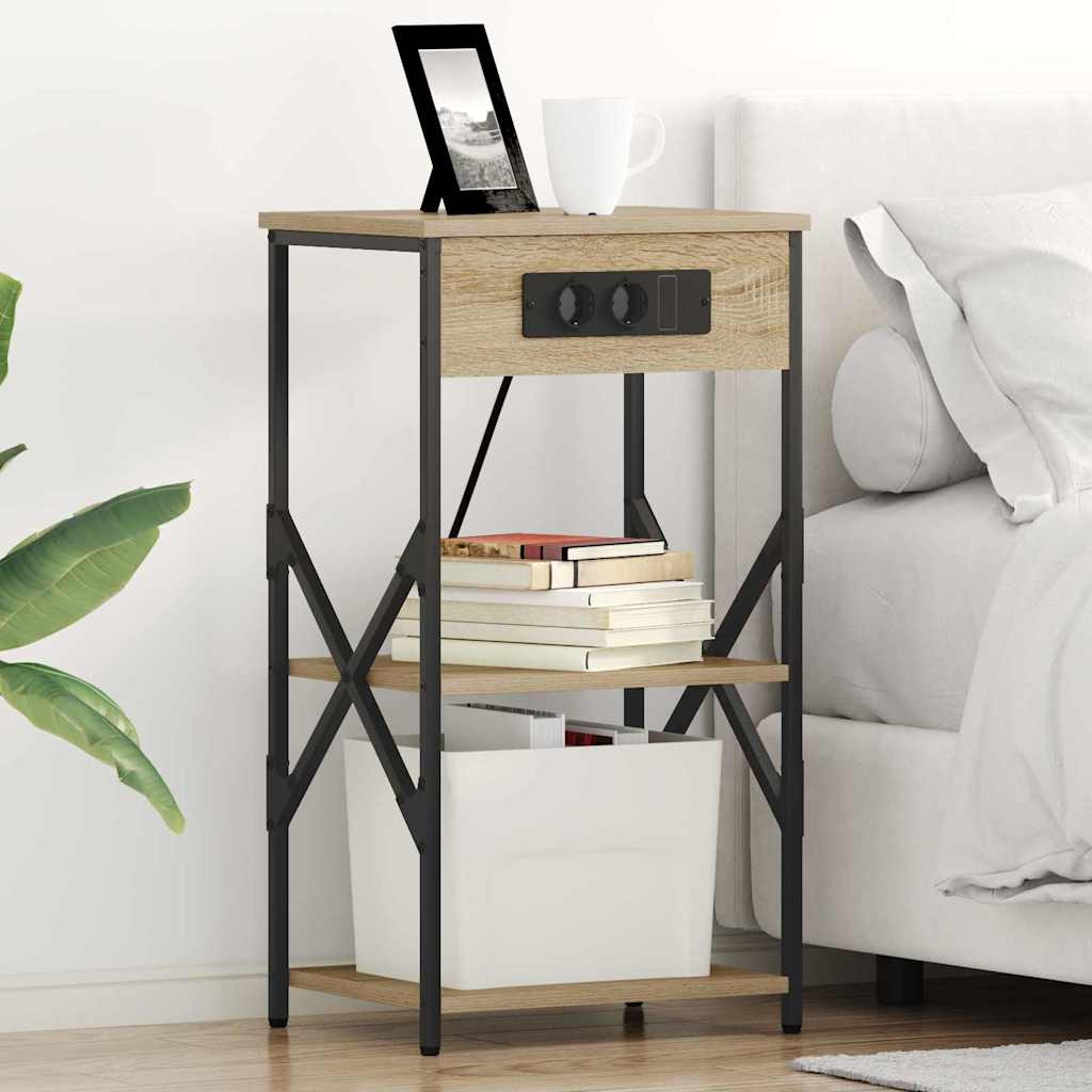 vidaXL Nachttisch mit Regal Sonoma-Eiche 41 x 31 x 76 cm Holzwerkstoff